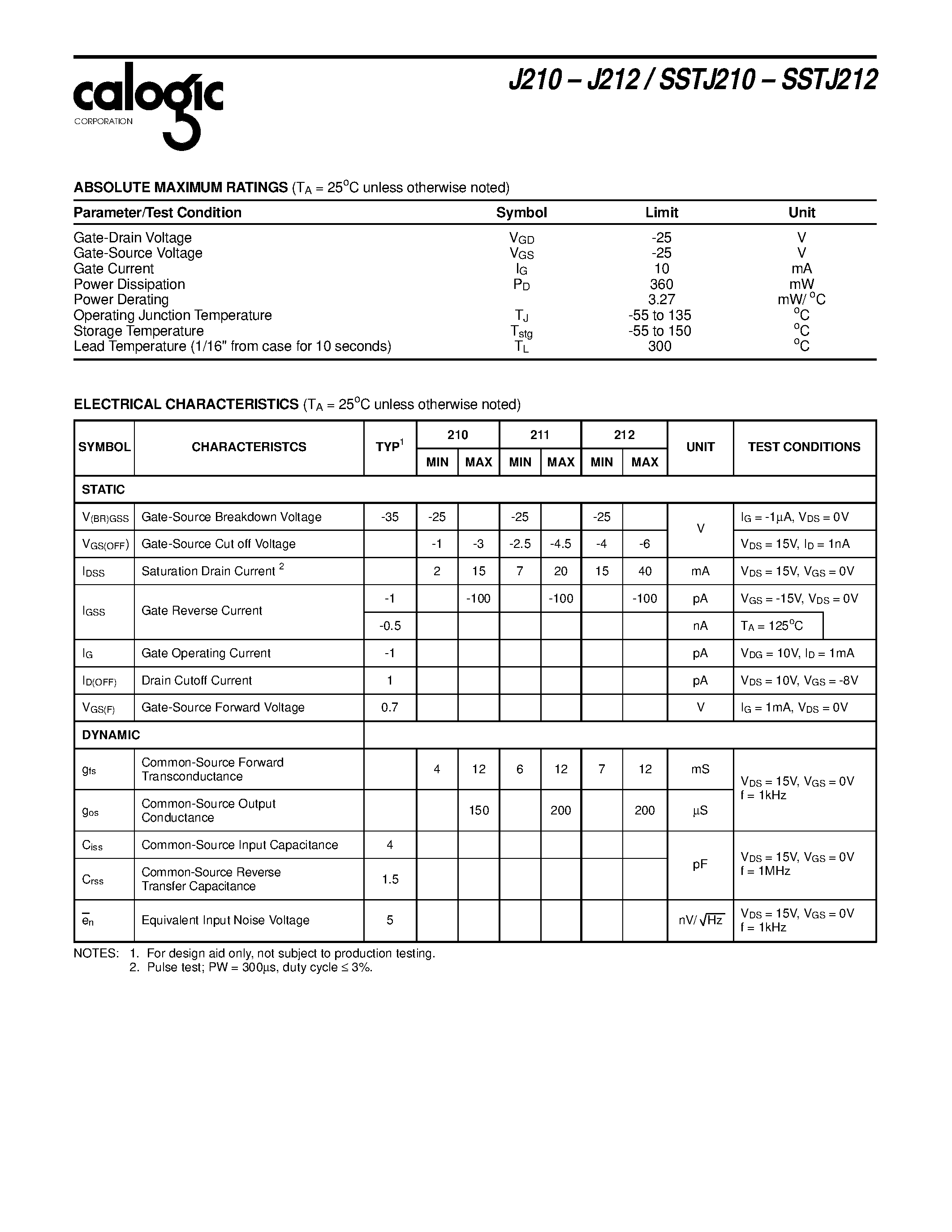 Datasheet J210 - N-Channel JFET page 2