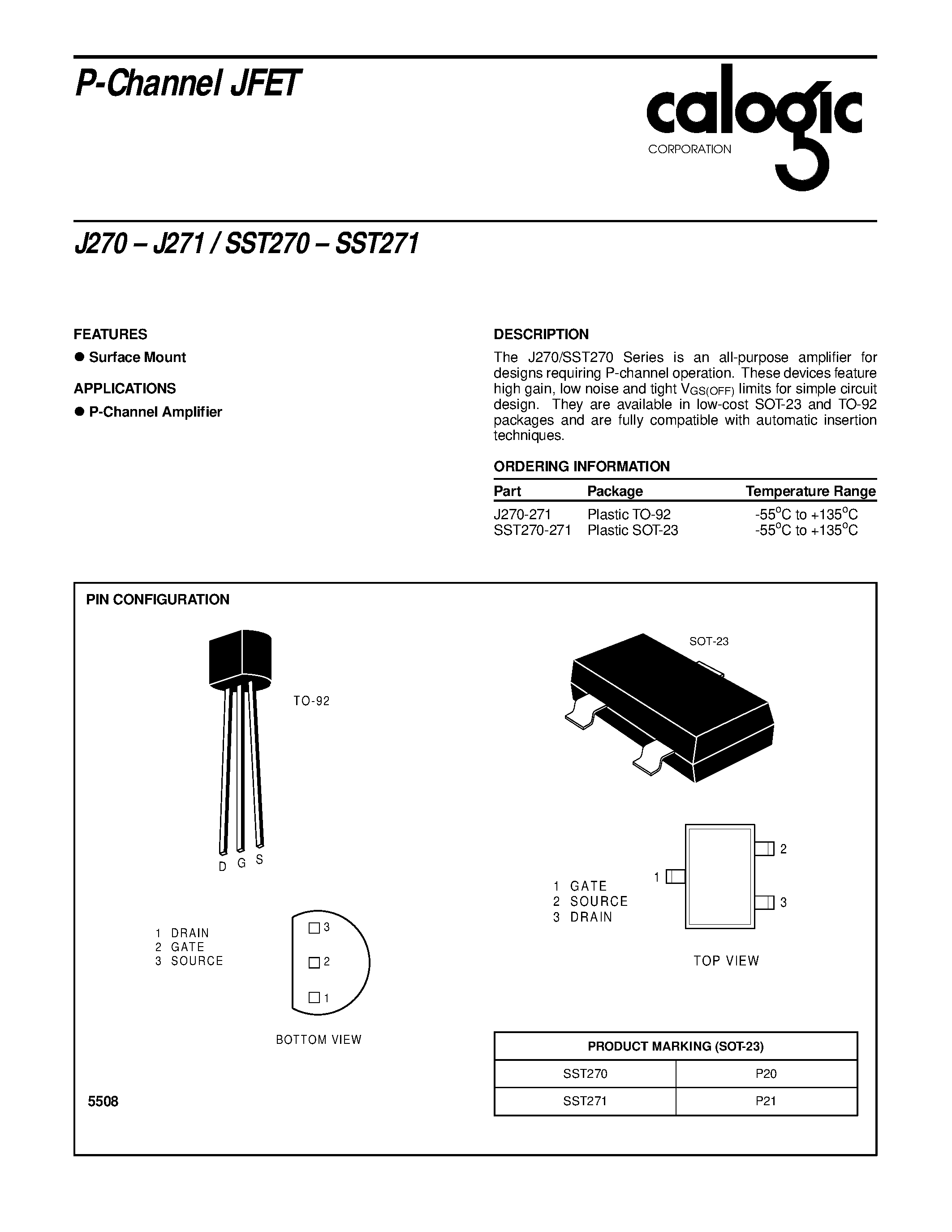 Datasheet J271 page 1 Datasheet J271 - P-Channel JFET page 1