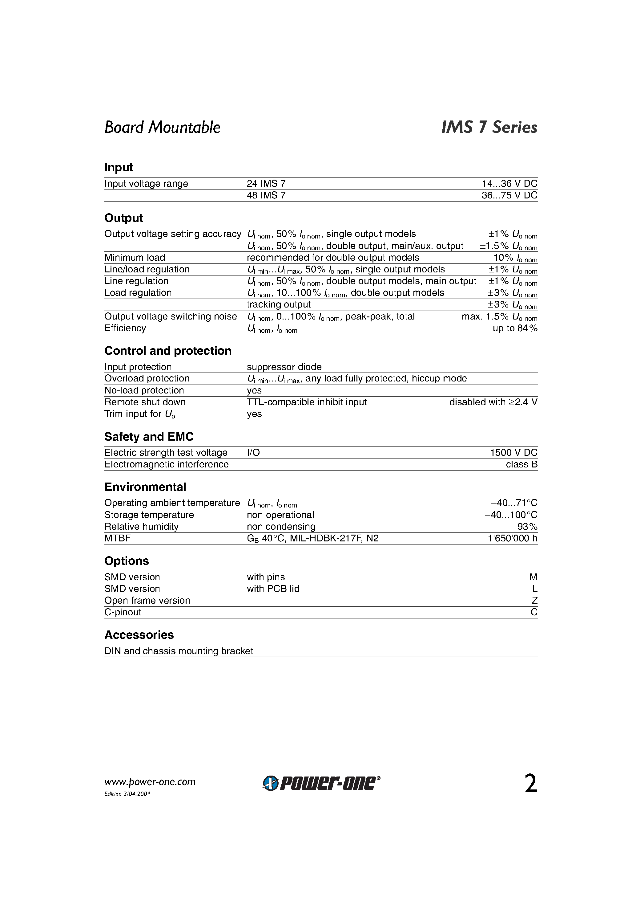 Datasheet IMS7 - 7 Watt DC-DC Converters page 2