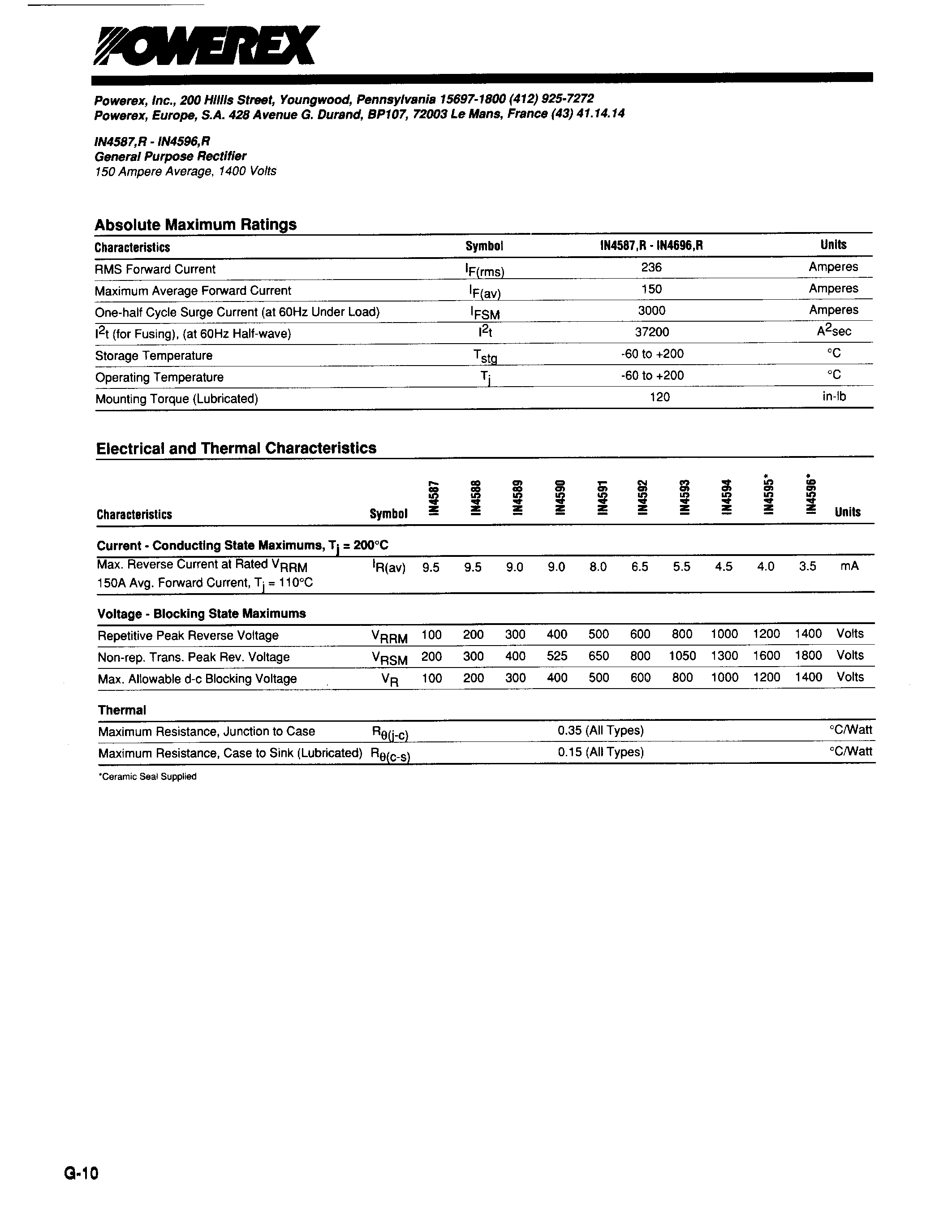 Datasheet IN4591R - General Purpose Rectifier page 2