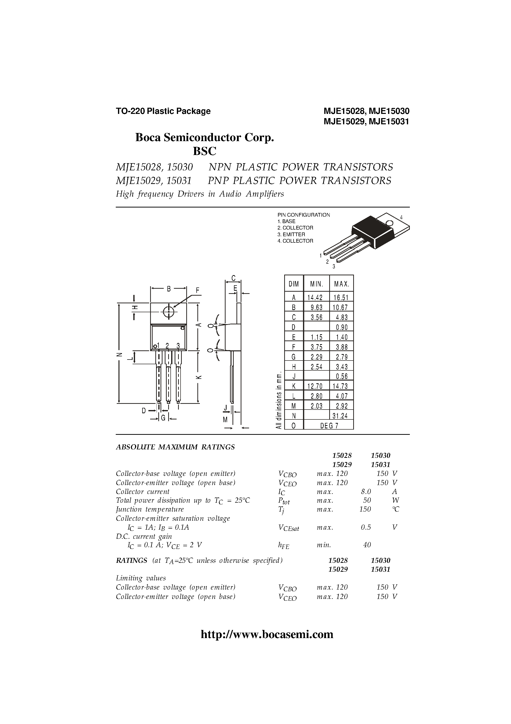 Datasheet mje15028 page 1 Datasheet mje15028 - HIGH FREQUENCY DRIVERS IN AUDIO AMPLIFIERS page 1