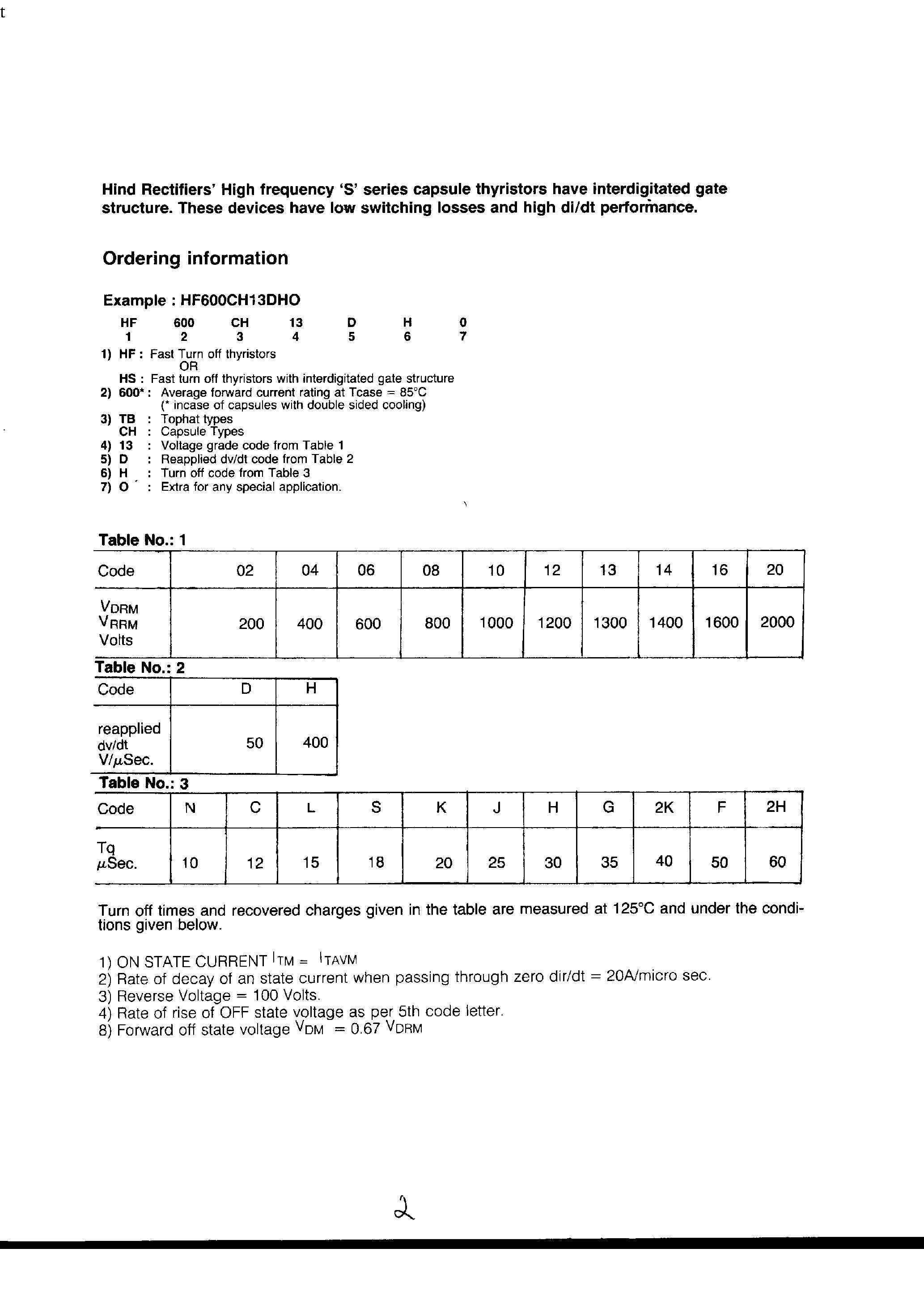 Datasheet HS510 - Thyristor - SCR (Silicon-Controlled Rectifier) page 1