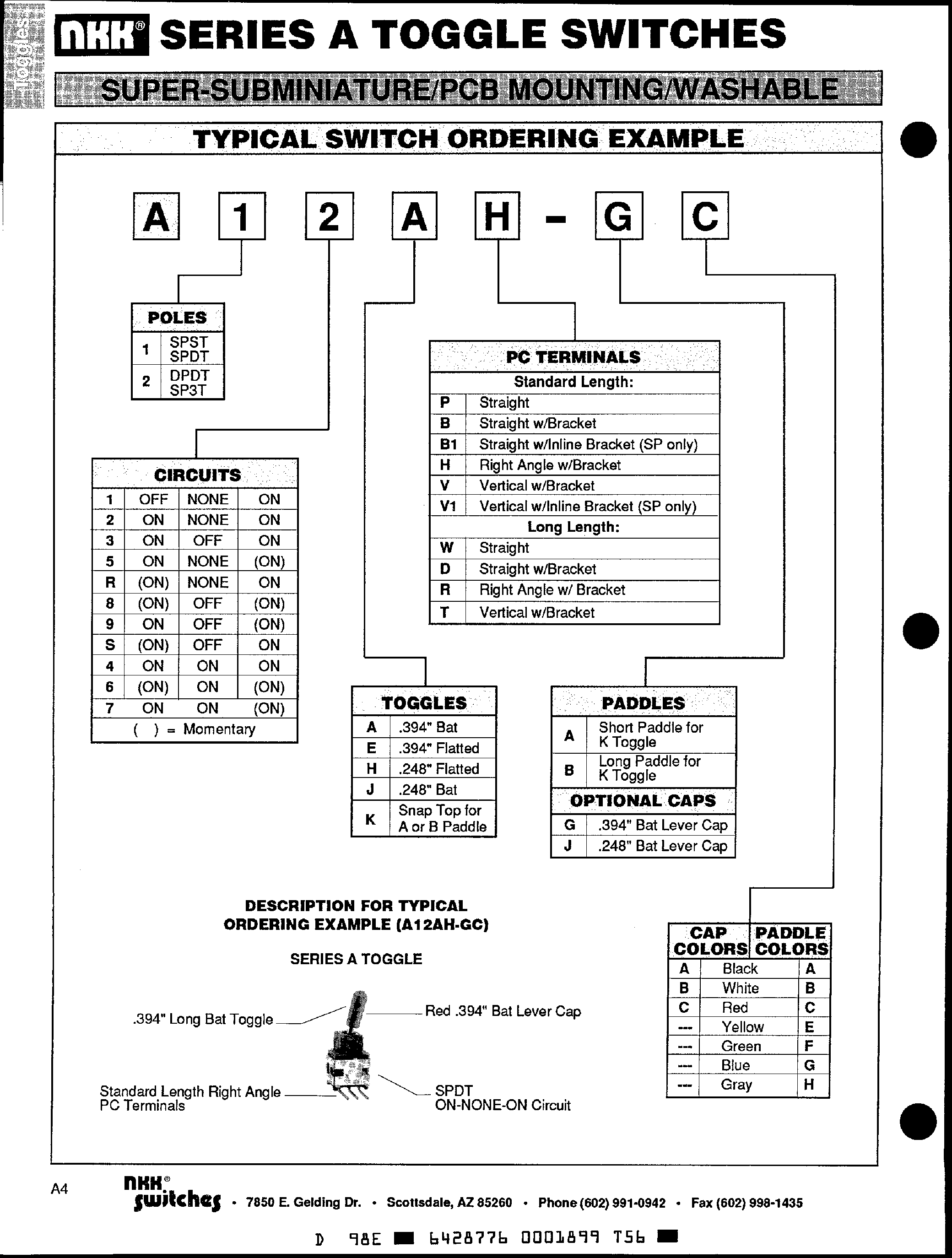 Даташит на микросхему A18x страница 1 Даташит A18x - Toggle Switches страница 1