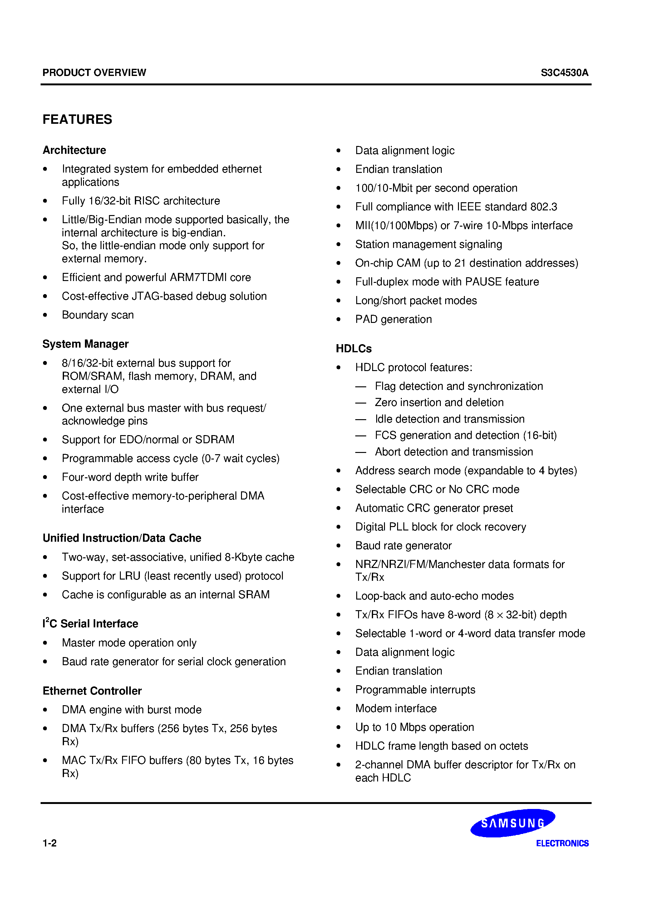 Datasheet S3C4530A - 16/32-bit RISC microcontroller is a cost-effective/ high-performance microcontroller page 2