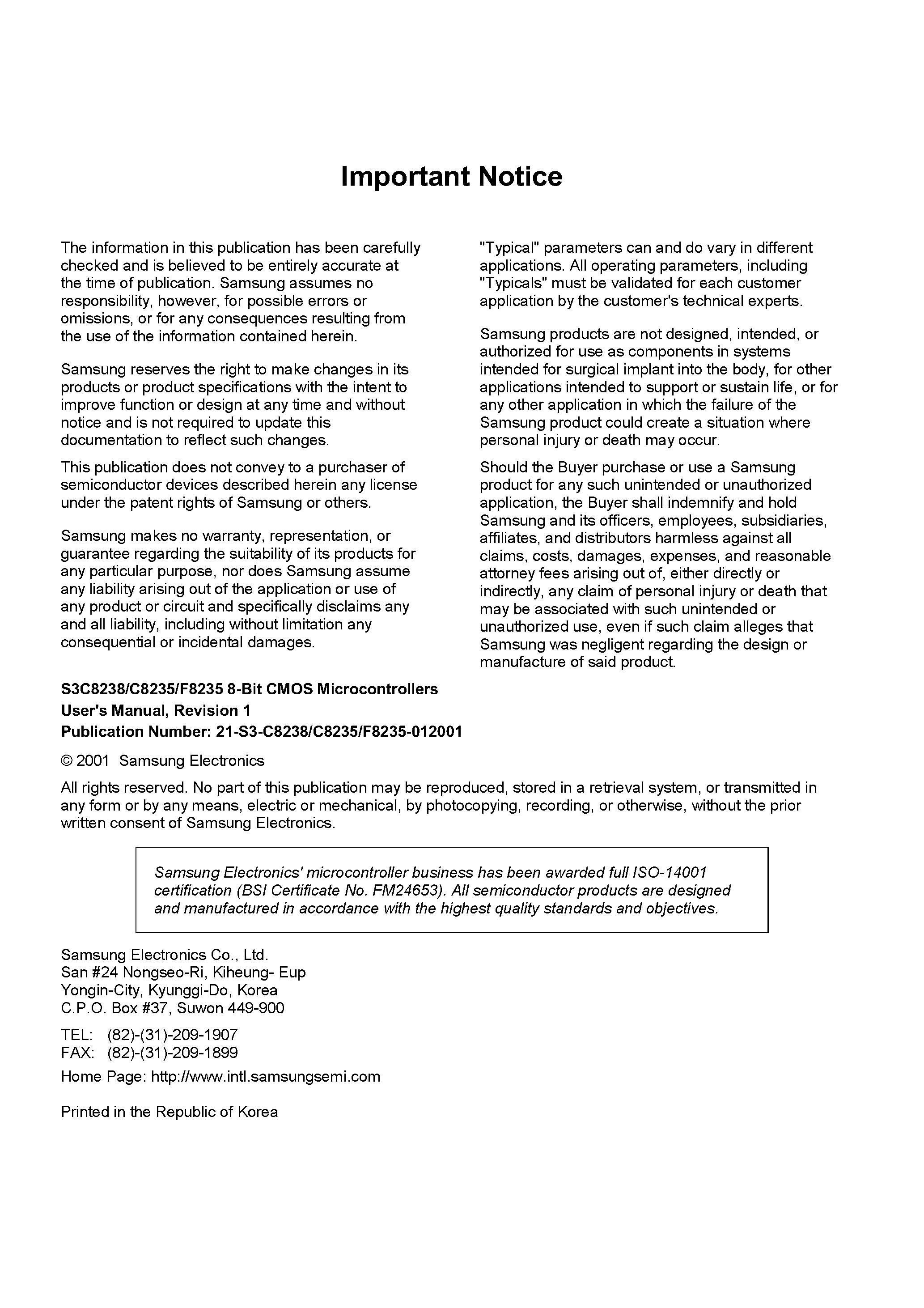 Даташит на микросхему S3C8235 страница 2 Даташит S3C8235 - 8-BIT CMOS MICROCONTROLLERS USERS MANUAL страница 2