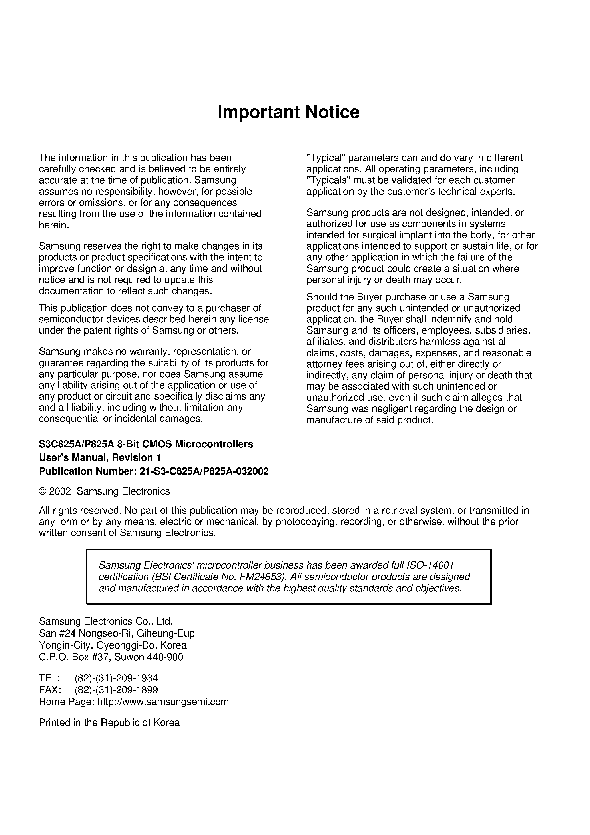 Даташит на микросхему S3C825A страница 2 Даташит S3C825A - 8-BIT CMOS MICROCONTROLLERS страница 2