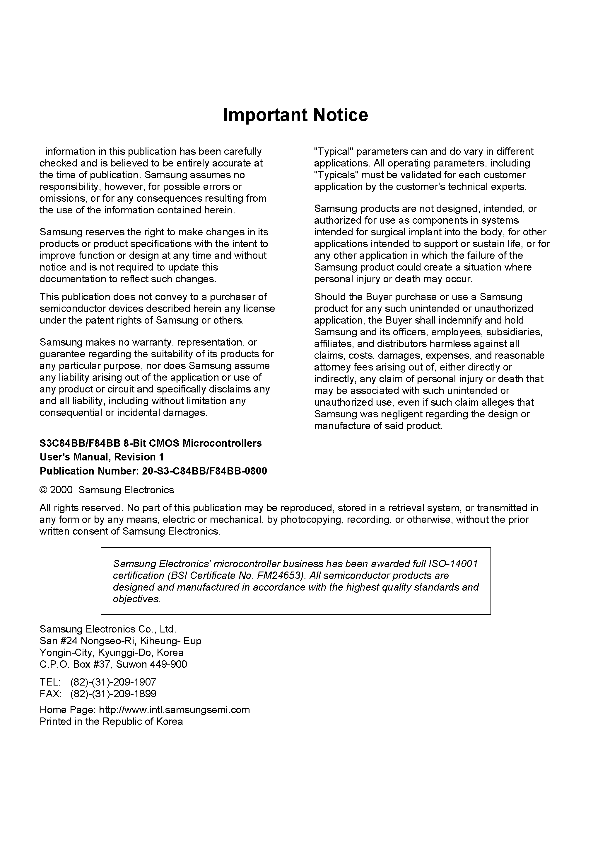 Даташит на микросхему S3C84BB страница 2 Даташит S3C84BB - 8-BIT CMOS страница 2