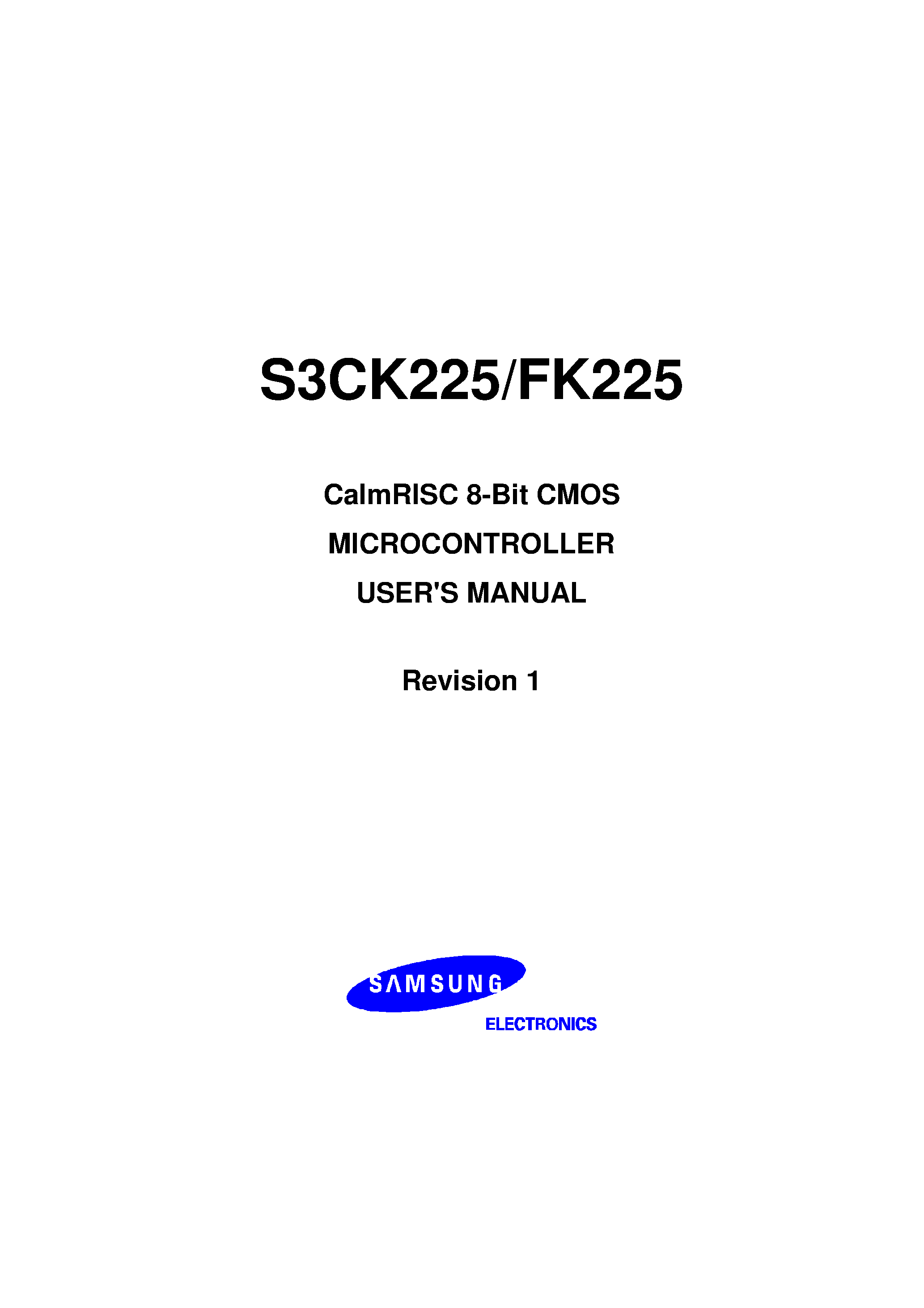 Даташит S3CK225 - CalmRISC 8-Bit CMOS MICROCONTROLLER страница 1
