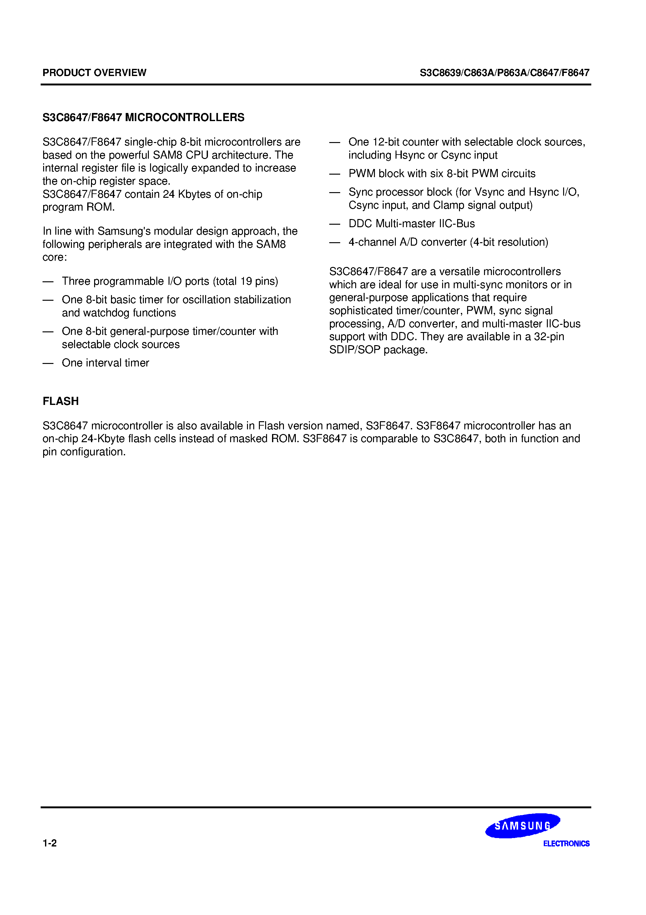 Даташит S3F8647 - 8-bit single-chip CMOS microcontroller страница 2
