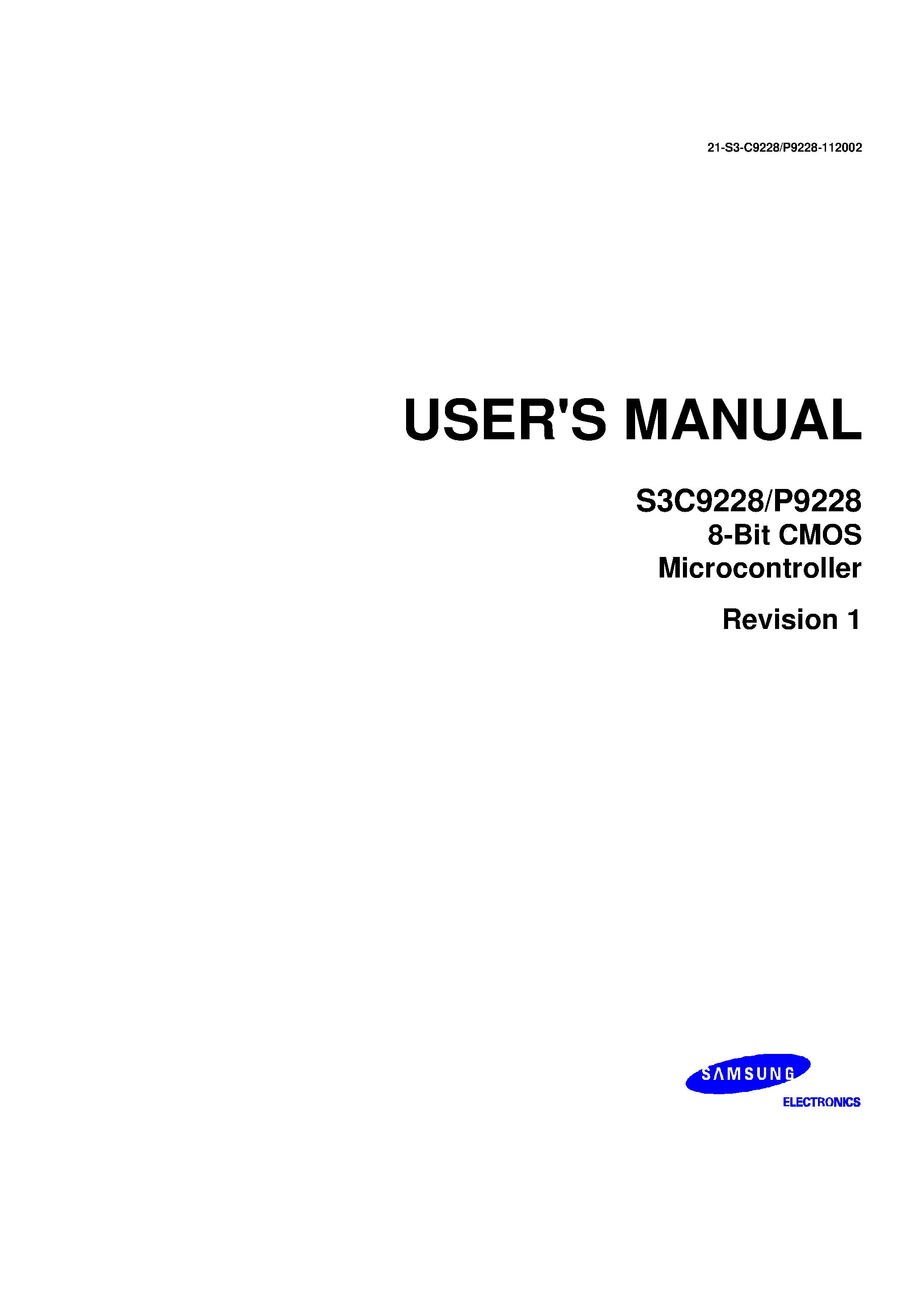 Даташит S3P9228 - 8-BIT CMOS MICROCONTROLLERS USERS MANUAL страница 1