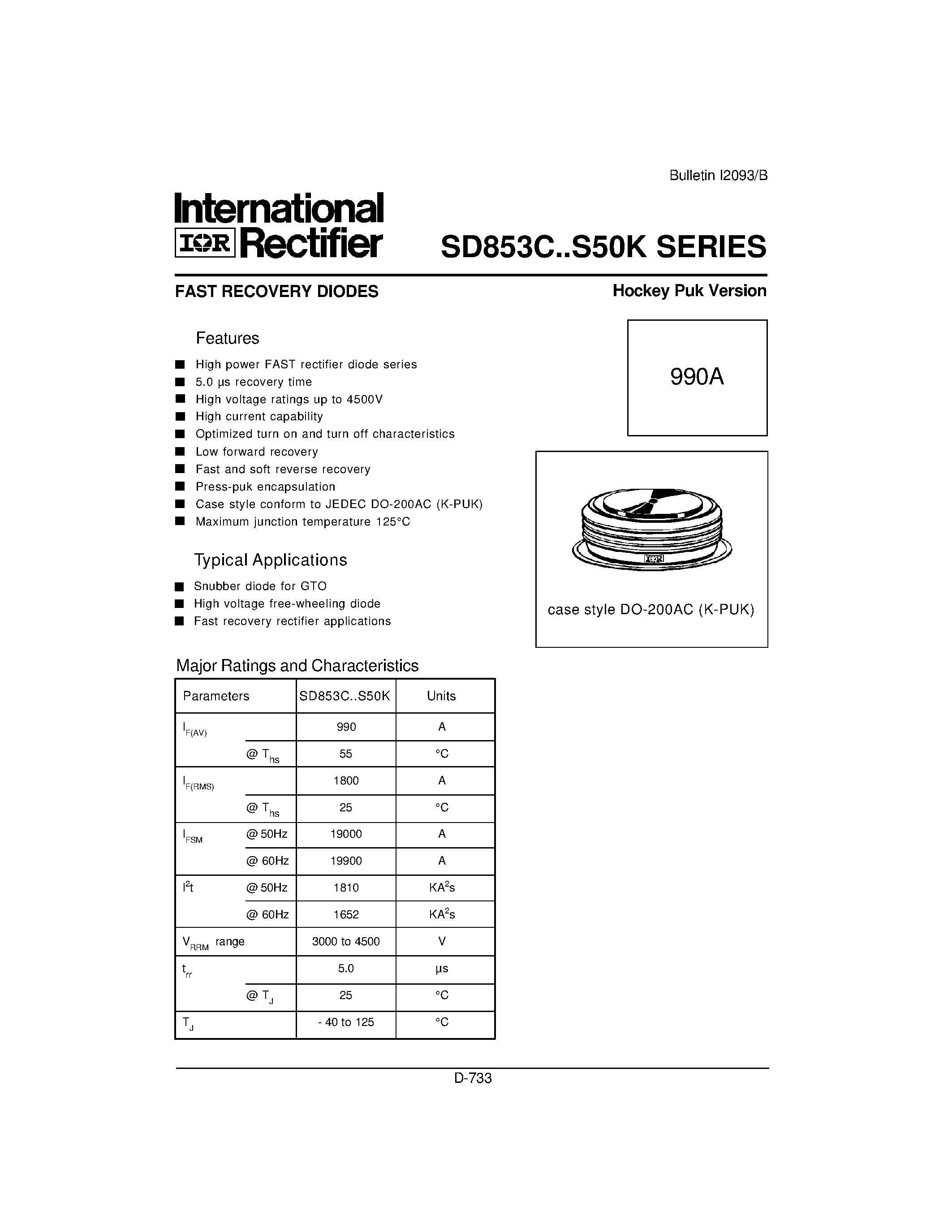 Даташит S50K - FAST RECOVERY DIODES Hockey Puk Version страница 2