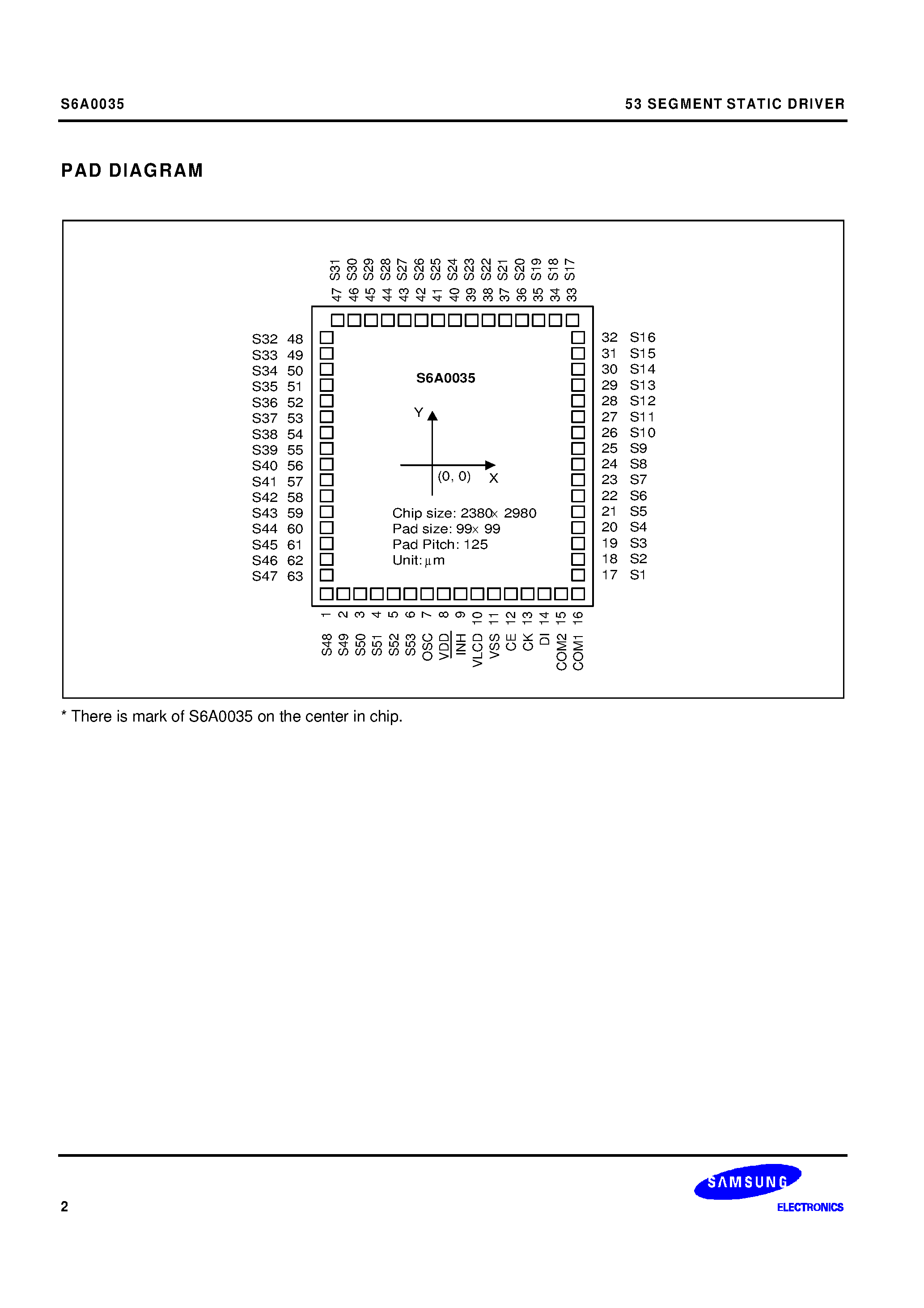 Даташит на микросхему S6A0035 страница 2 Даташит S6A0035 - 53 SEGMENT STATIC DRIVER страница 2