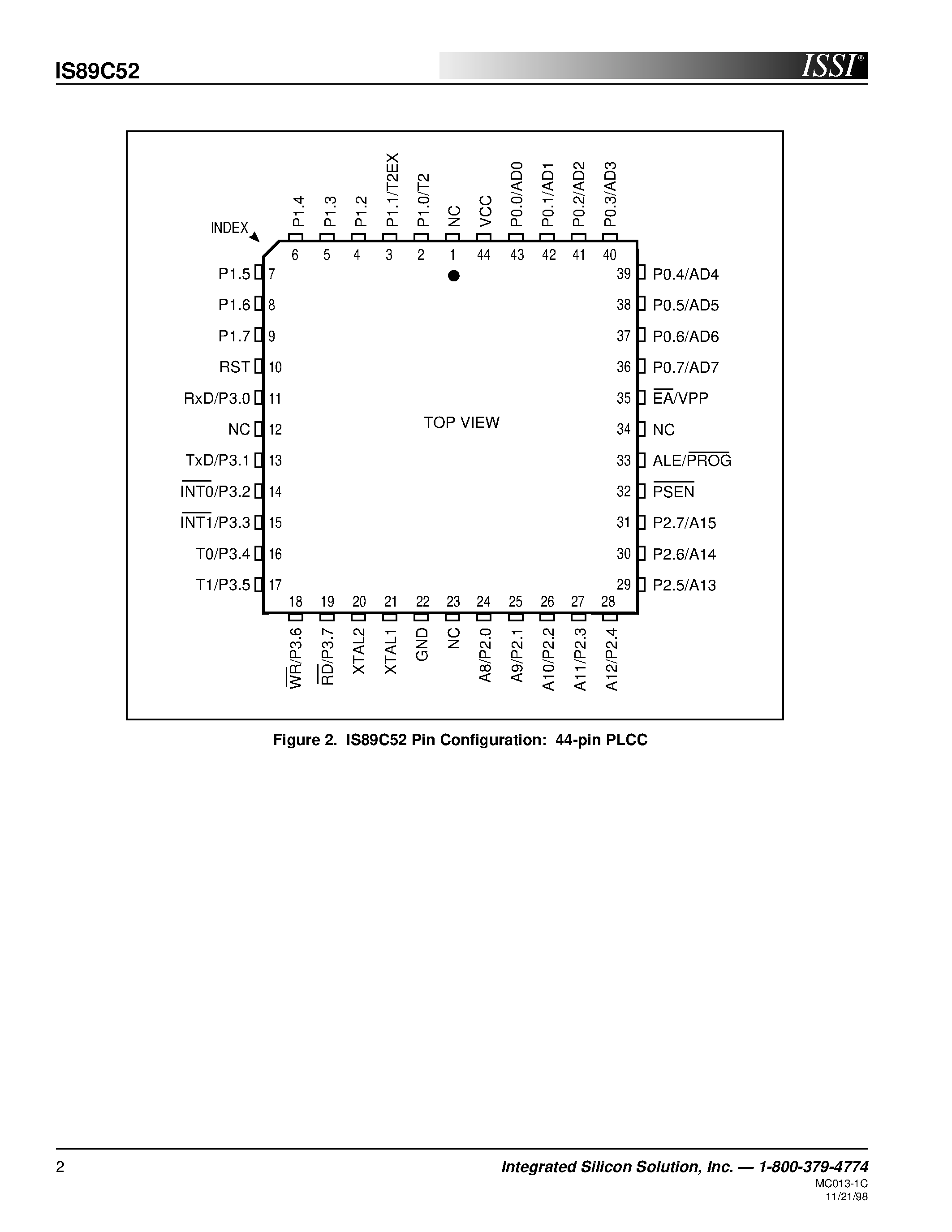 Datasheet IS89C52-12PQ page 2 Datasheet IS89C52-12PQ - CMOS SINGLE CHIP 8-BIT MICROCONTROLLER with 8-Kbytes of FLASH page 2