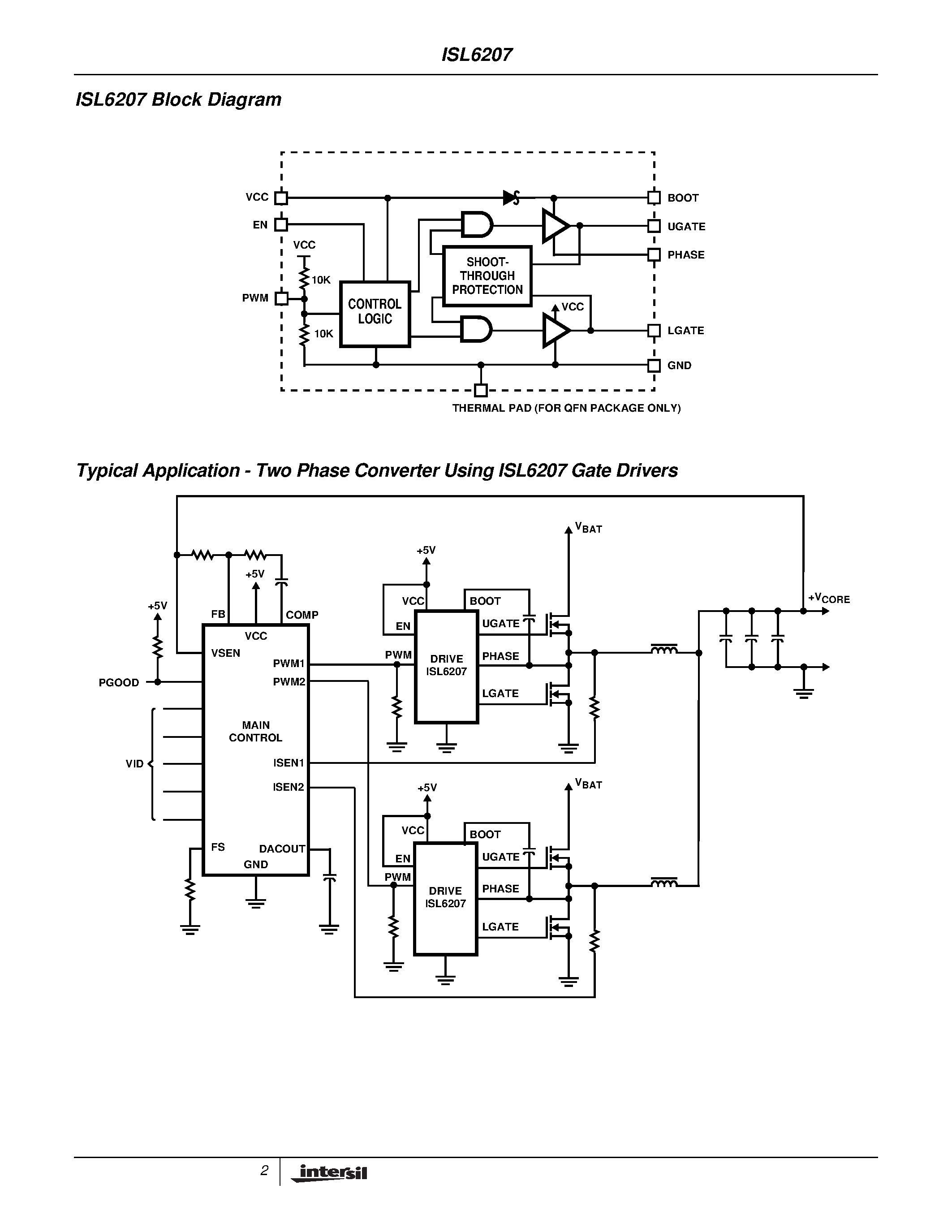 Datasheet ISL6207HBZ-T page 2 Datasheet ISL6207HBZ-T - High Voltage Synchronous Rectified Buck MOSFET Driver page 2