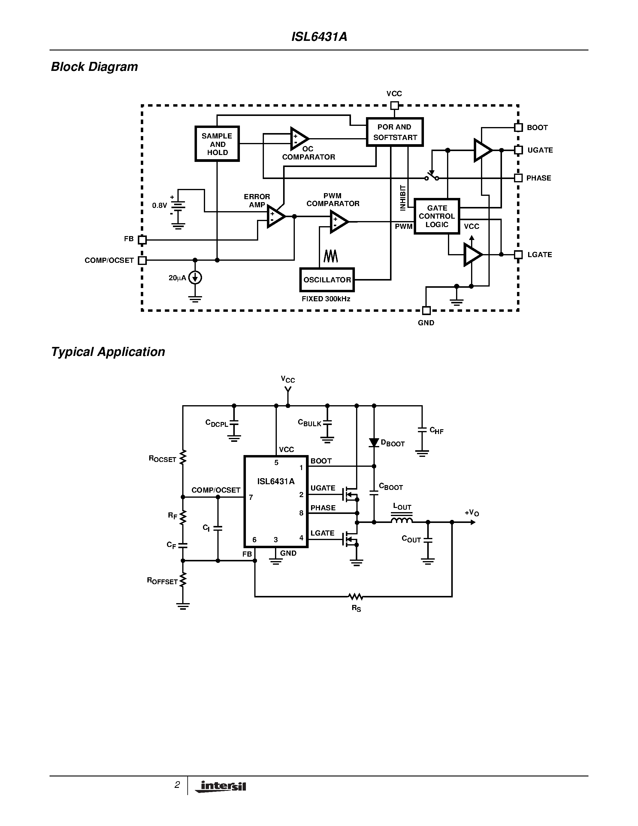 Datasheet ISL6431ACB page 2 Datasheet ISL6431ACB - Advanced Pulse Width Modulation (PWM) Controller for Broadband Applications page 2