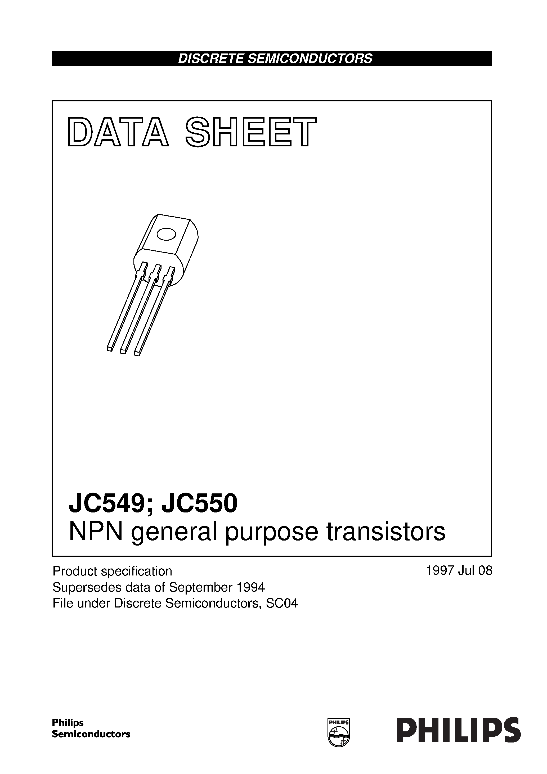 Даташит на микросхему JC550 страница 1 Даташит JC550 - NPN general purpose transistors страница 1