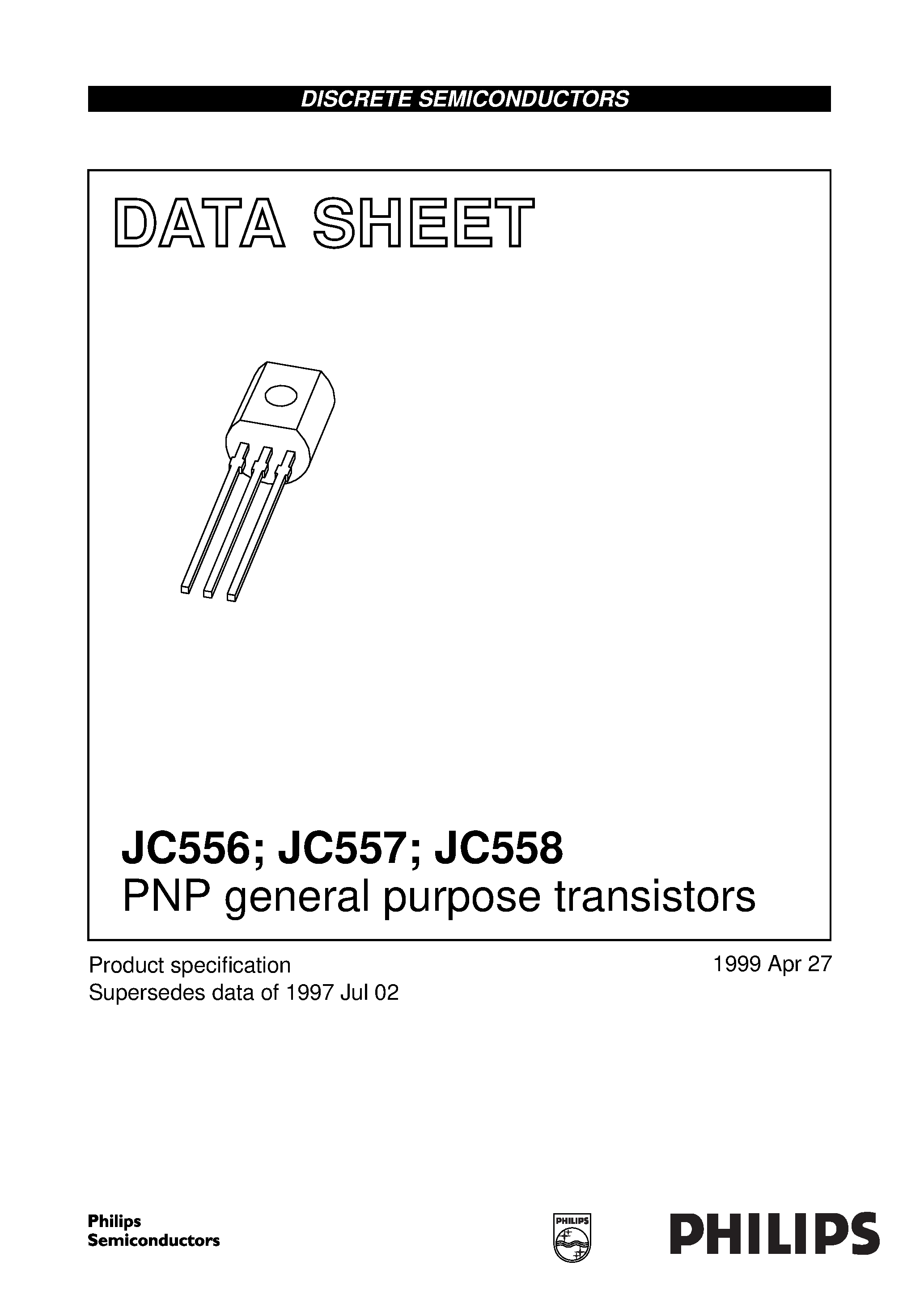 Даташит на микросхему JC557B страница 1 Даташит JC557B - PNP general purpose transistors страница 1