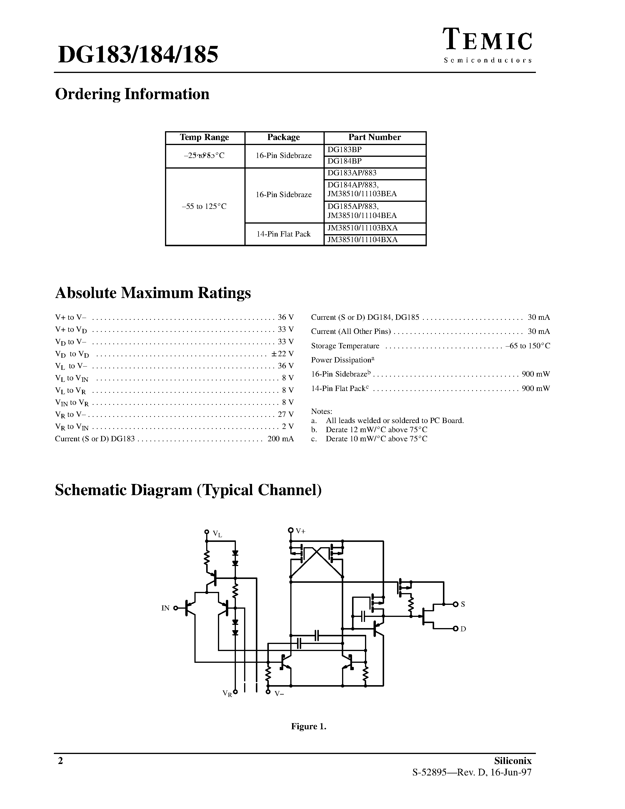 Datasheet JM38510/11104BEA - High-Speed Drivers with Dual DPST JFET Switches page 2