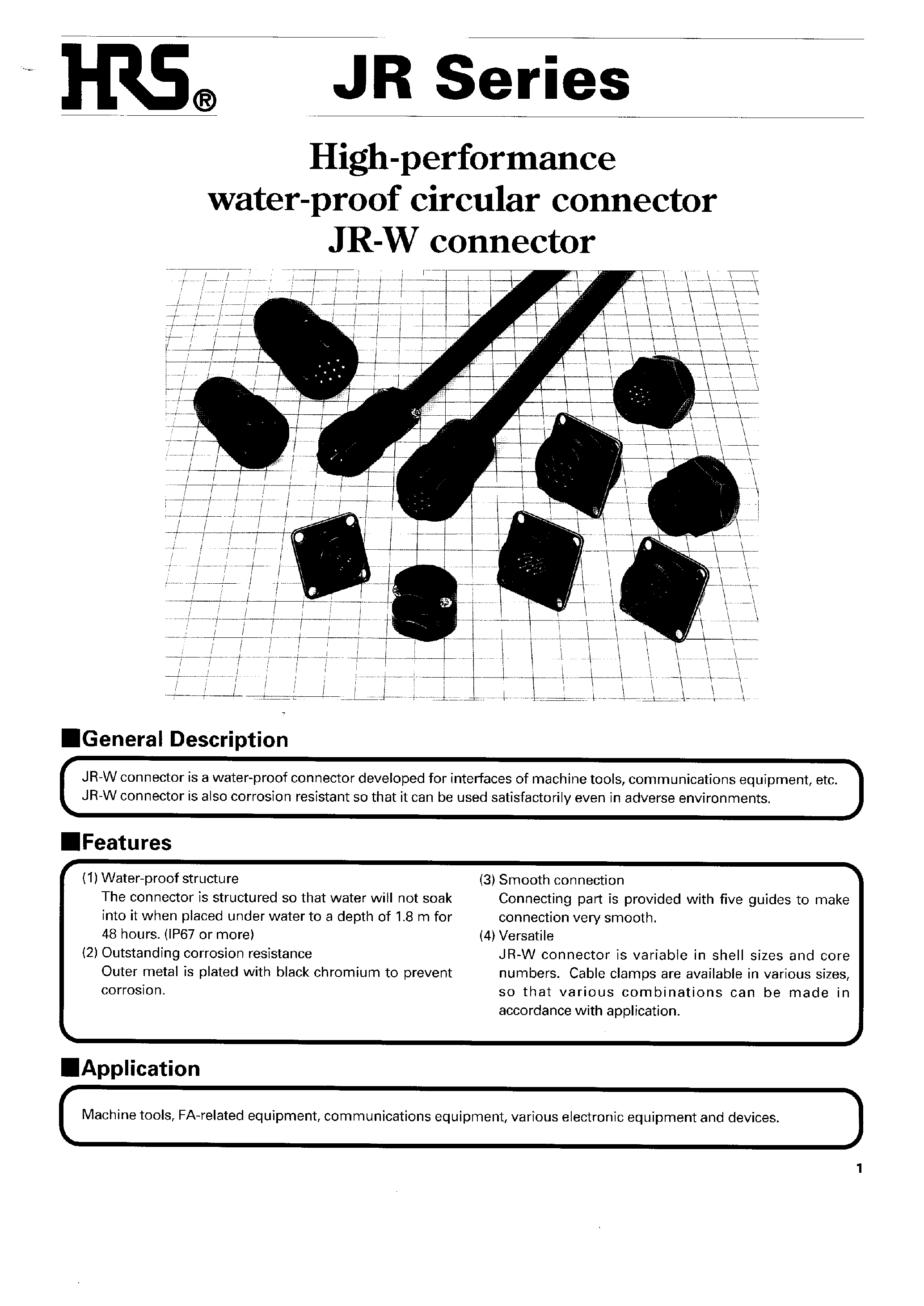 Даташит JR13WRB-3SC - High-performance water-proof circular connector JR-W connector страница 1