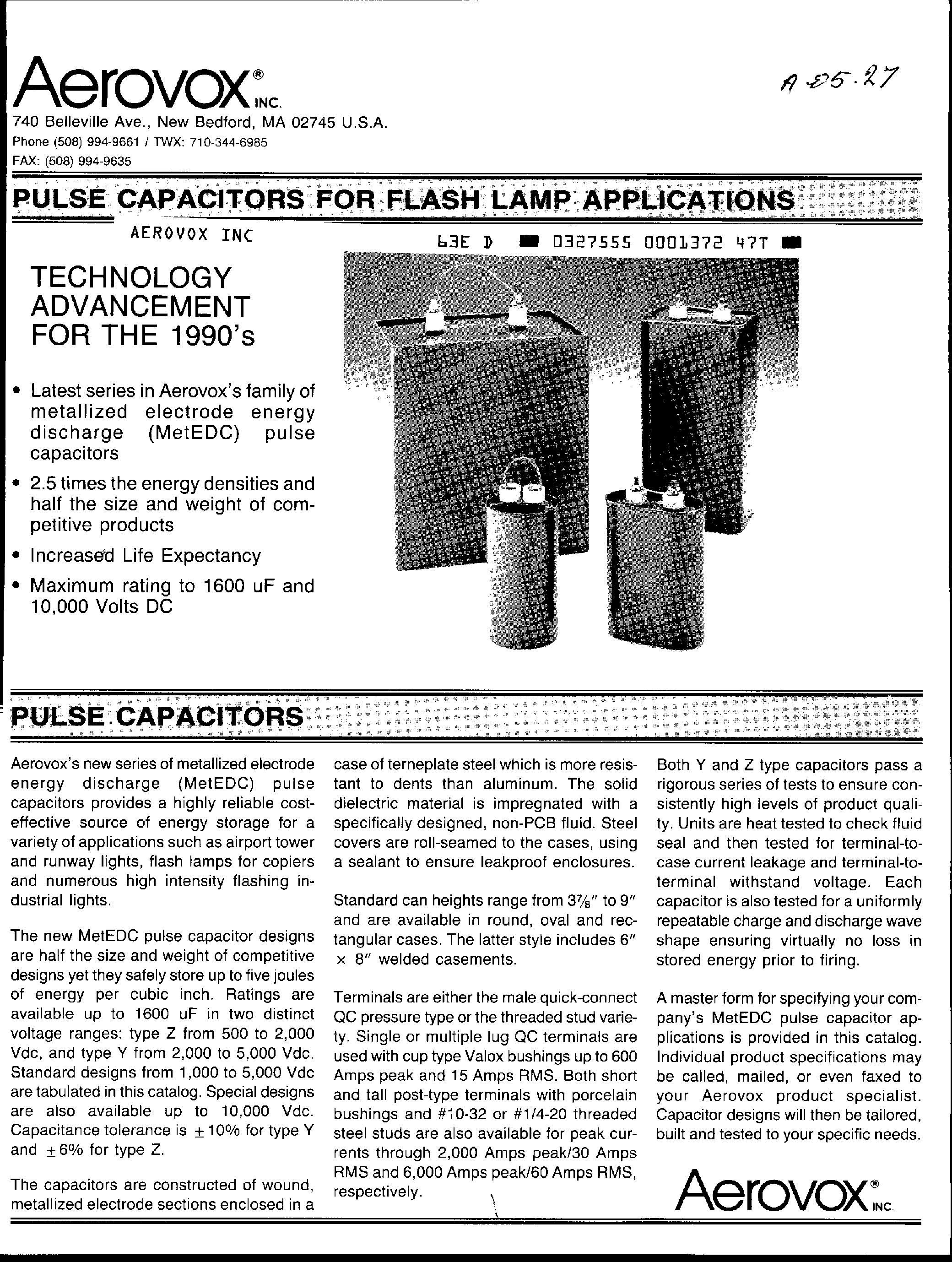 Даташит ZD102 - Pulse Capacitors For Flash Lamp Applications страница 1