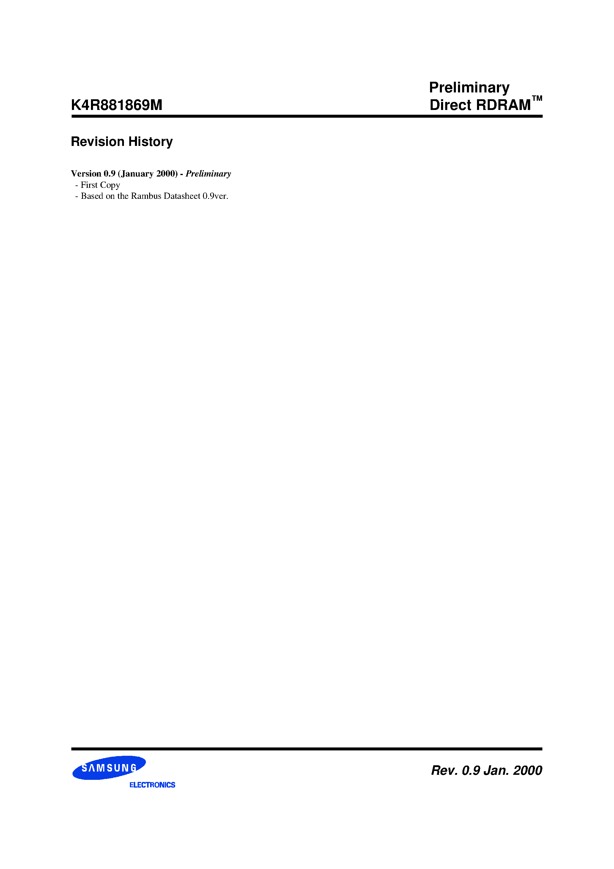 Datasheet K4R881869M-NbCcG6 - 288Mbit RDRAM 512K x 18 bit x 2*16 Dependent Banks Direct RDRAMTM page 2