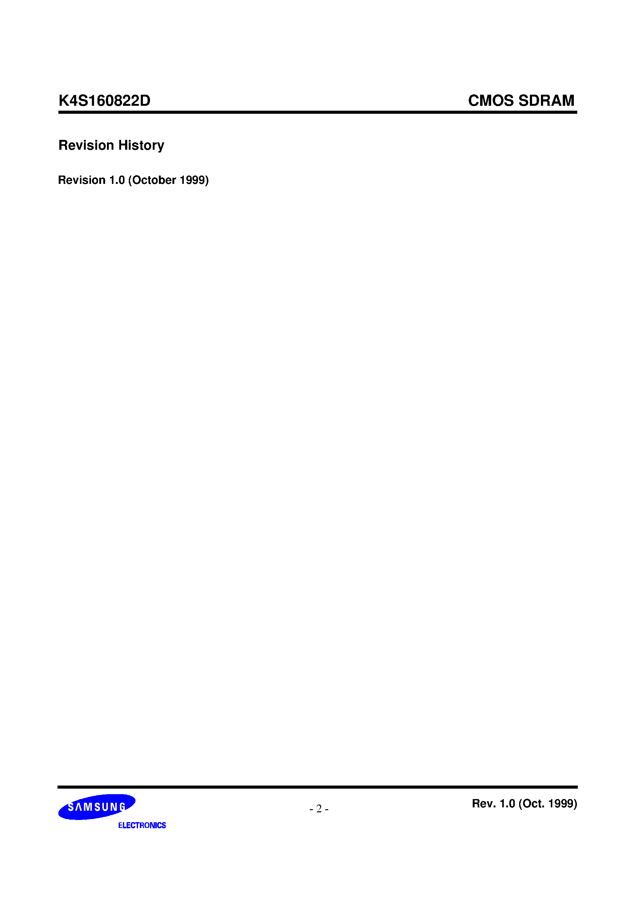 Datasheet K4S160822D - 2Mx8 SDRAM 1M x 8bit x 2 Banks Synchronous DRAM LVTTL page 2