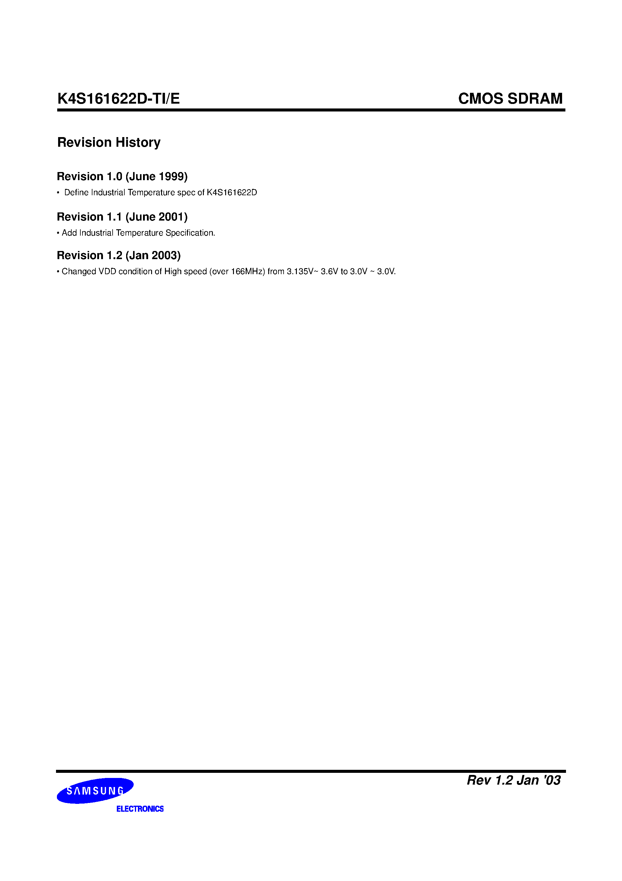 Даташит K4S161622D-TI/E70 - 1M x 16 SDRAM страница 2