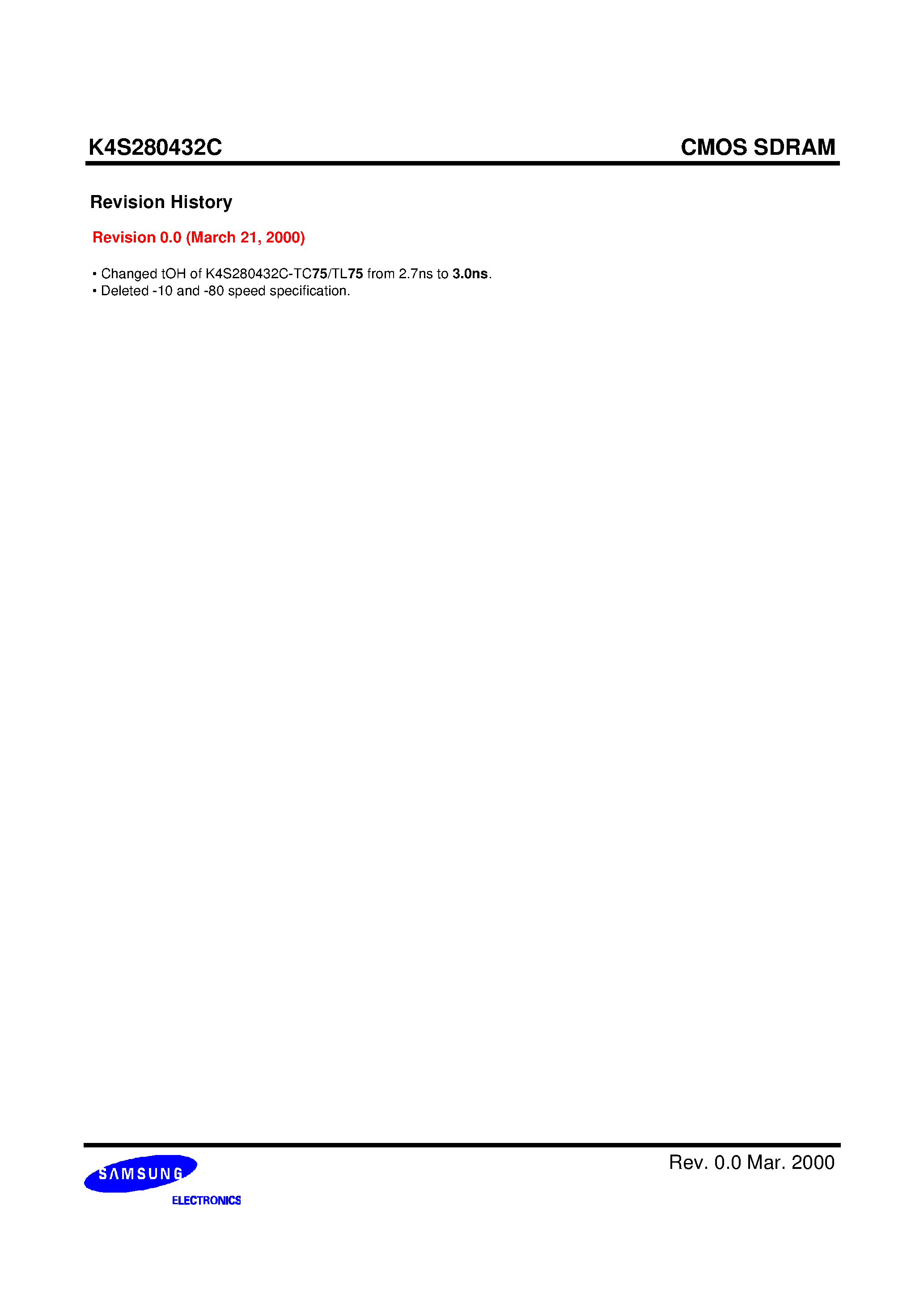 Datasheet K4S280432C - 128Mbit SDRAM 8M x 4Bit x 4 Banks Synchronous DRAM LVTTL page 2