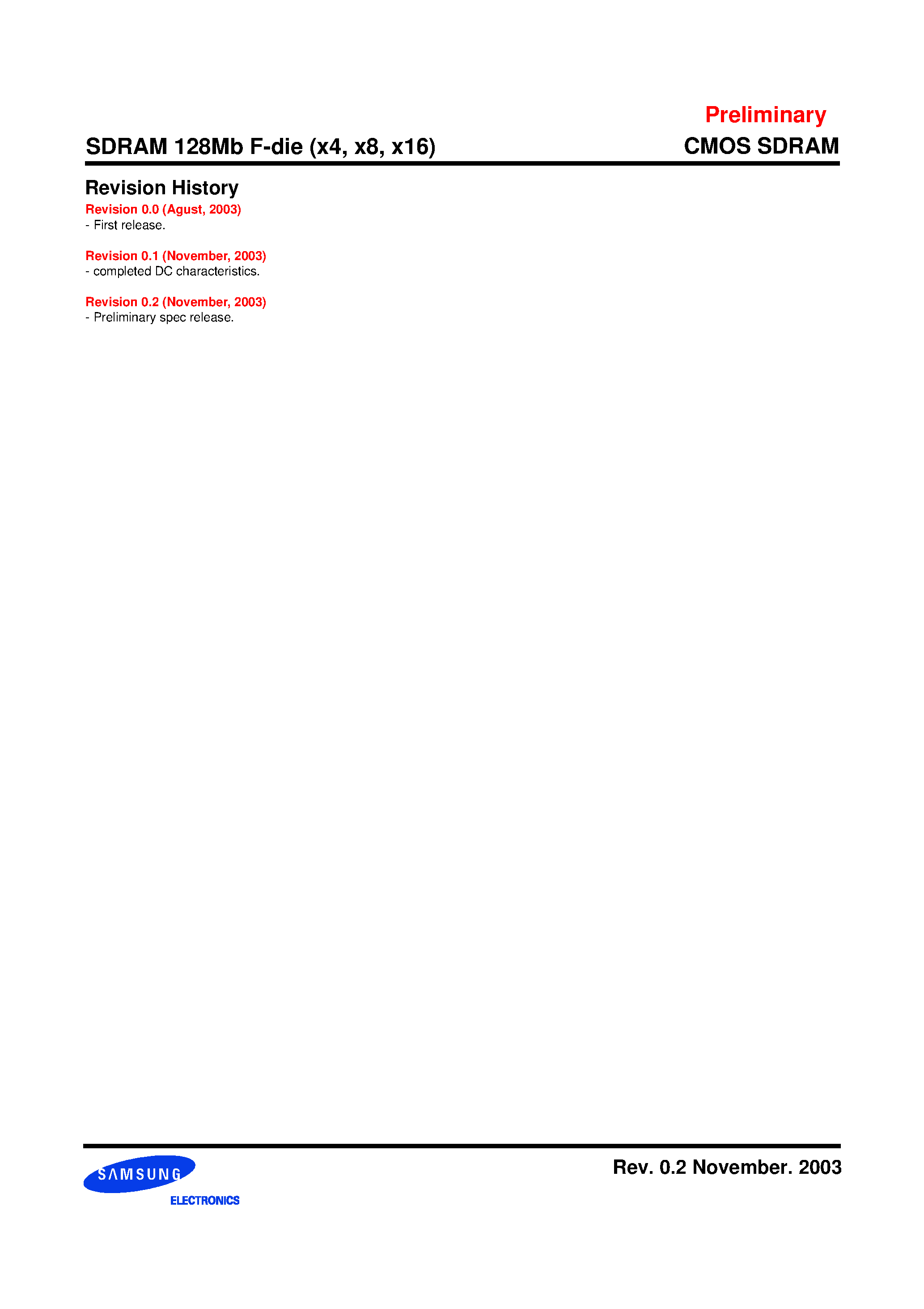 Datasheet K4S280432F-TC75 - 128Mb F-die SDRAM Specification page 2