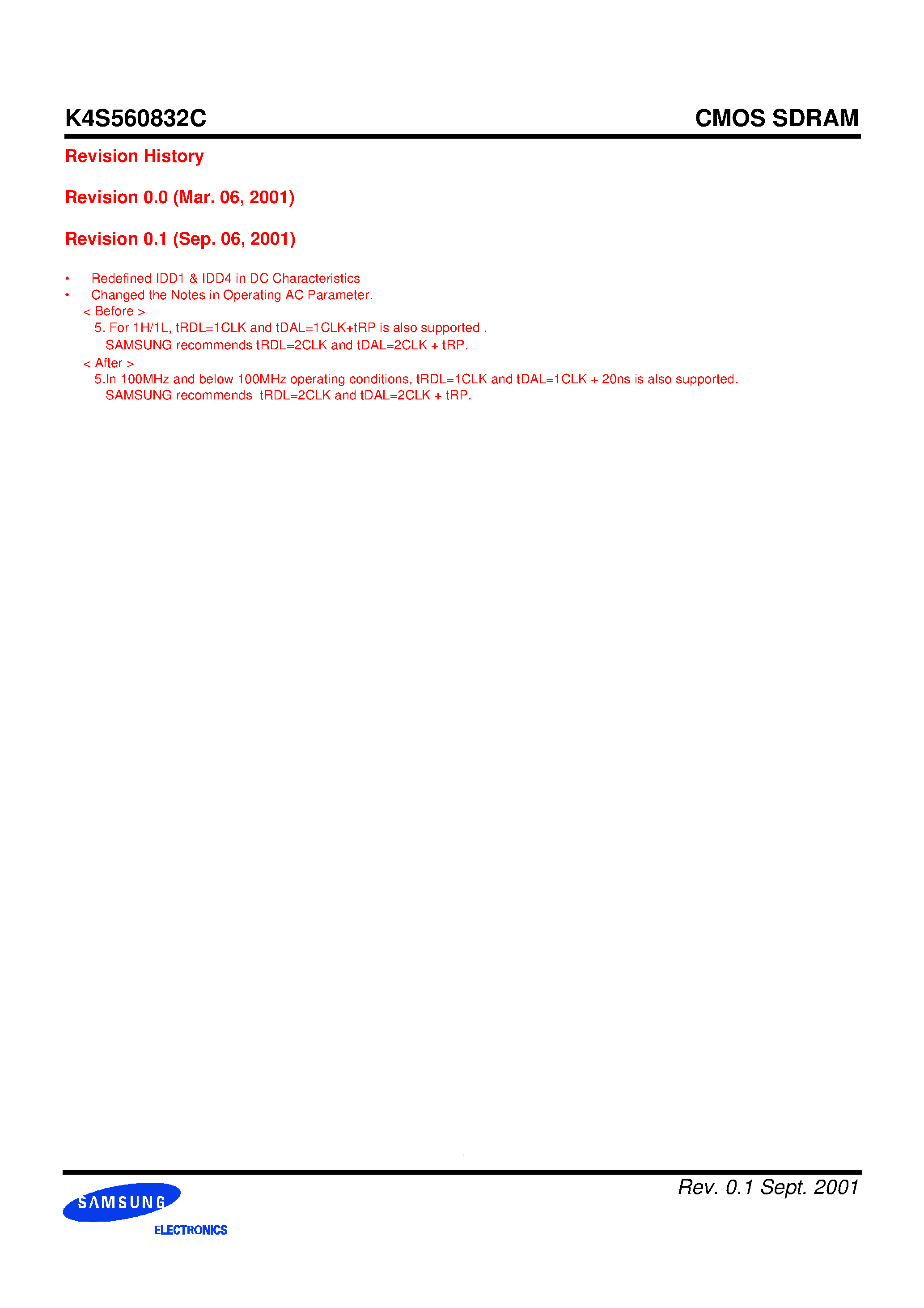 Datasheet K4S560832C - 256Mbit SDRAM 8M x 8bit x 4 Banks Synchronous DRAM LVTTL page 2