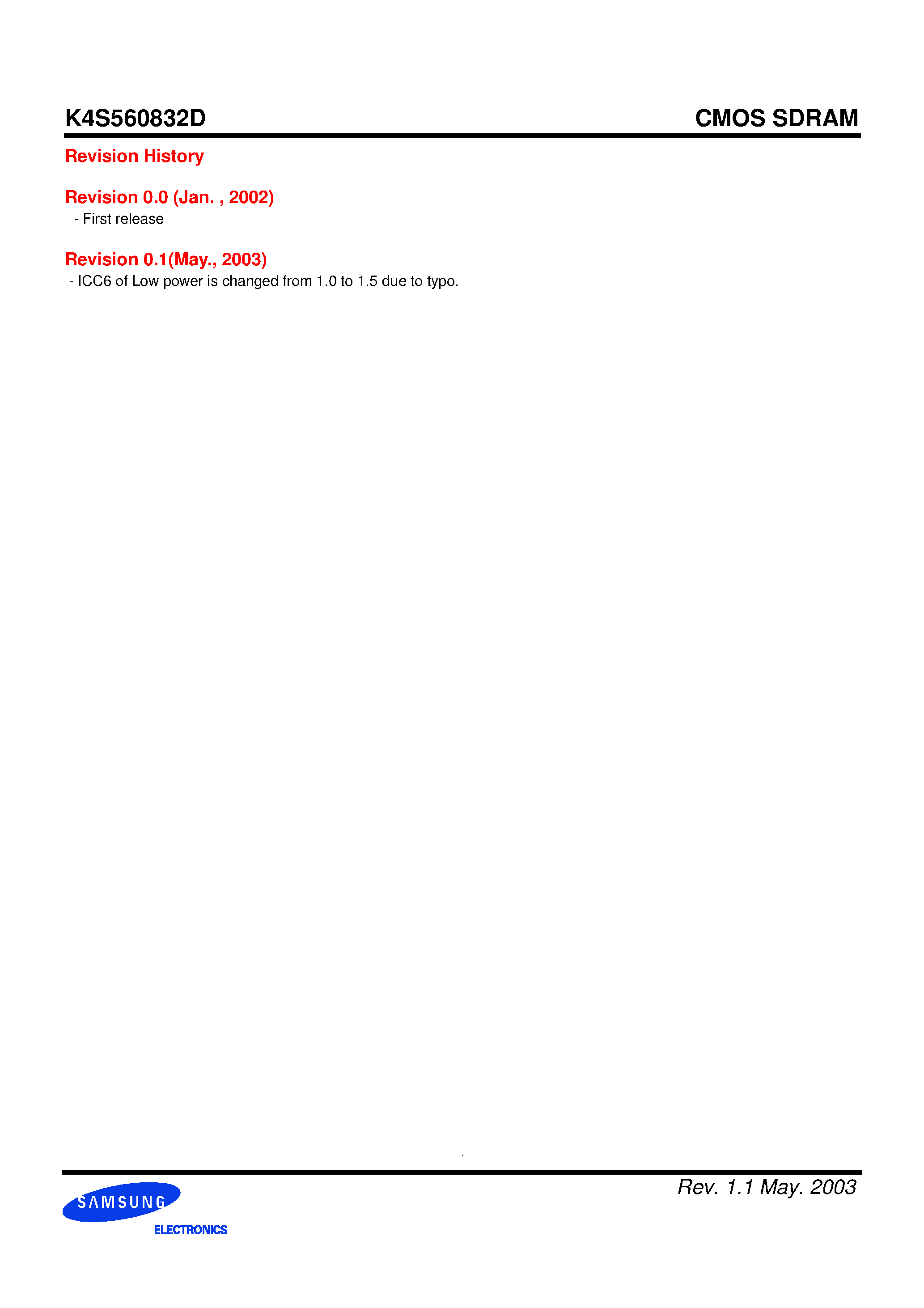 Datasheet K4S560832D - 256Mbit SDRAM 8M x 8bit x 4 Banks Synchronous DRAM LVTTL page 2