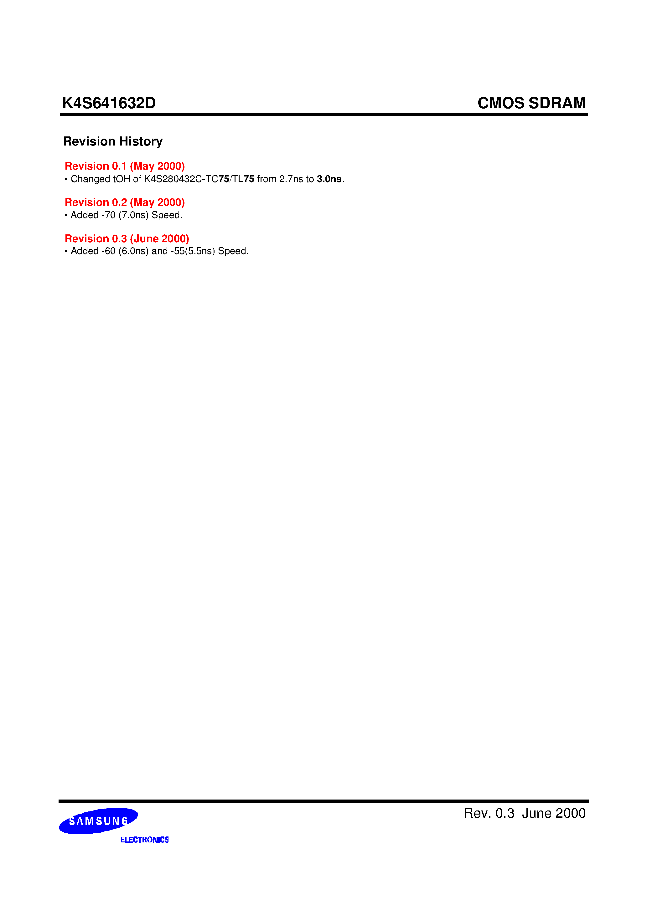 Datasheet K4S641632D - 64Mbit SDRAM 1M x 16Bit x 4 Banks Synchronous DRAM LVTTL page 2