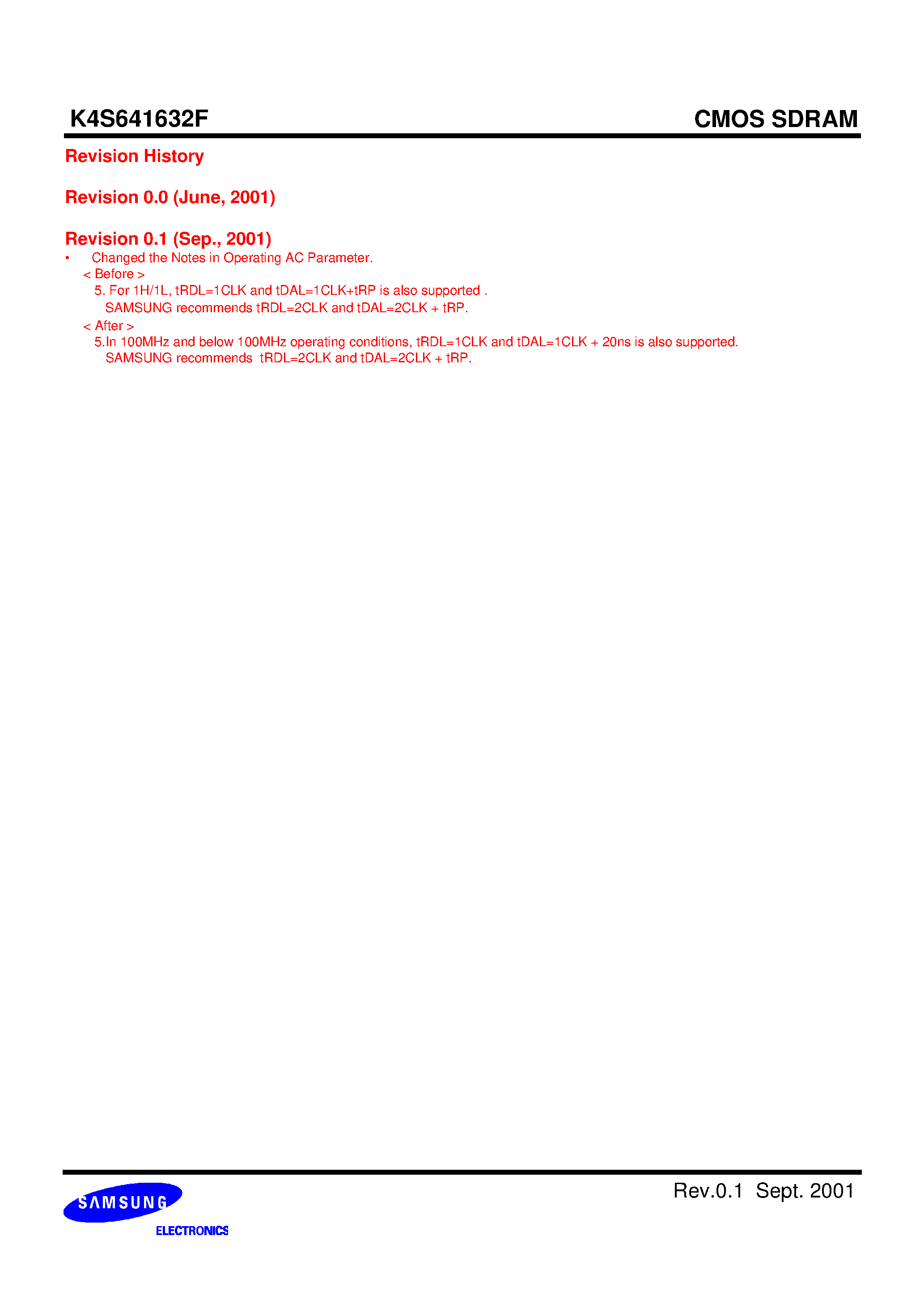 Datasheet K4S641632F-TC1L page 2 Datasheet K4S641632F-TC1L - 64Mbit SDRAM 1M x 16Bit x 4 Banks Synchronous DRAM LVTTL page 2