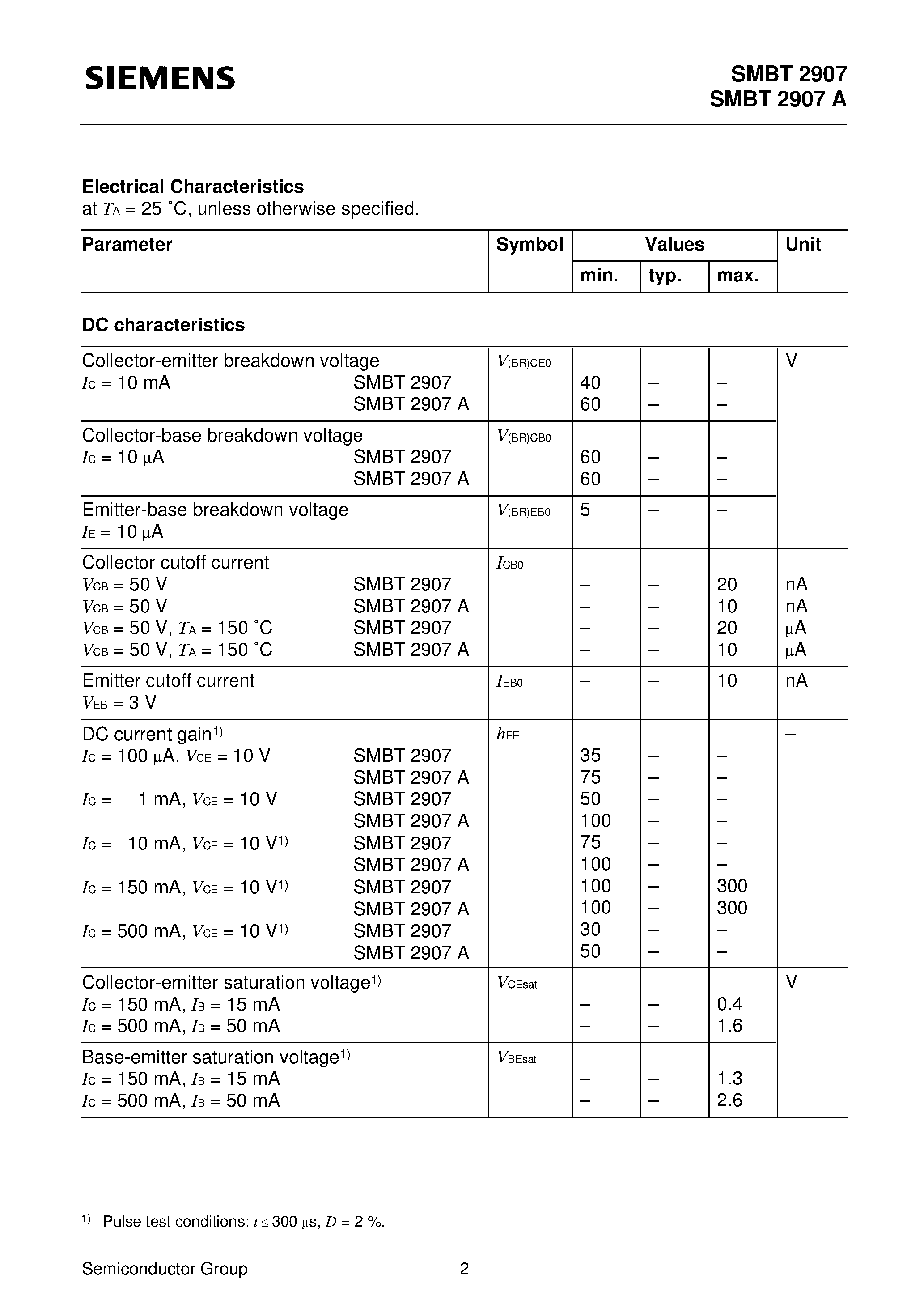 Datasheet SMBT2907 - PNP Silicon Switching Transistors page 2
