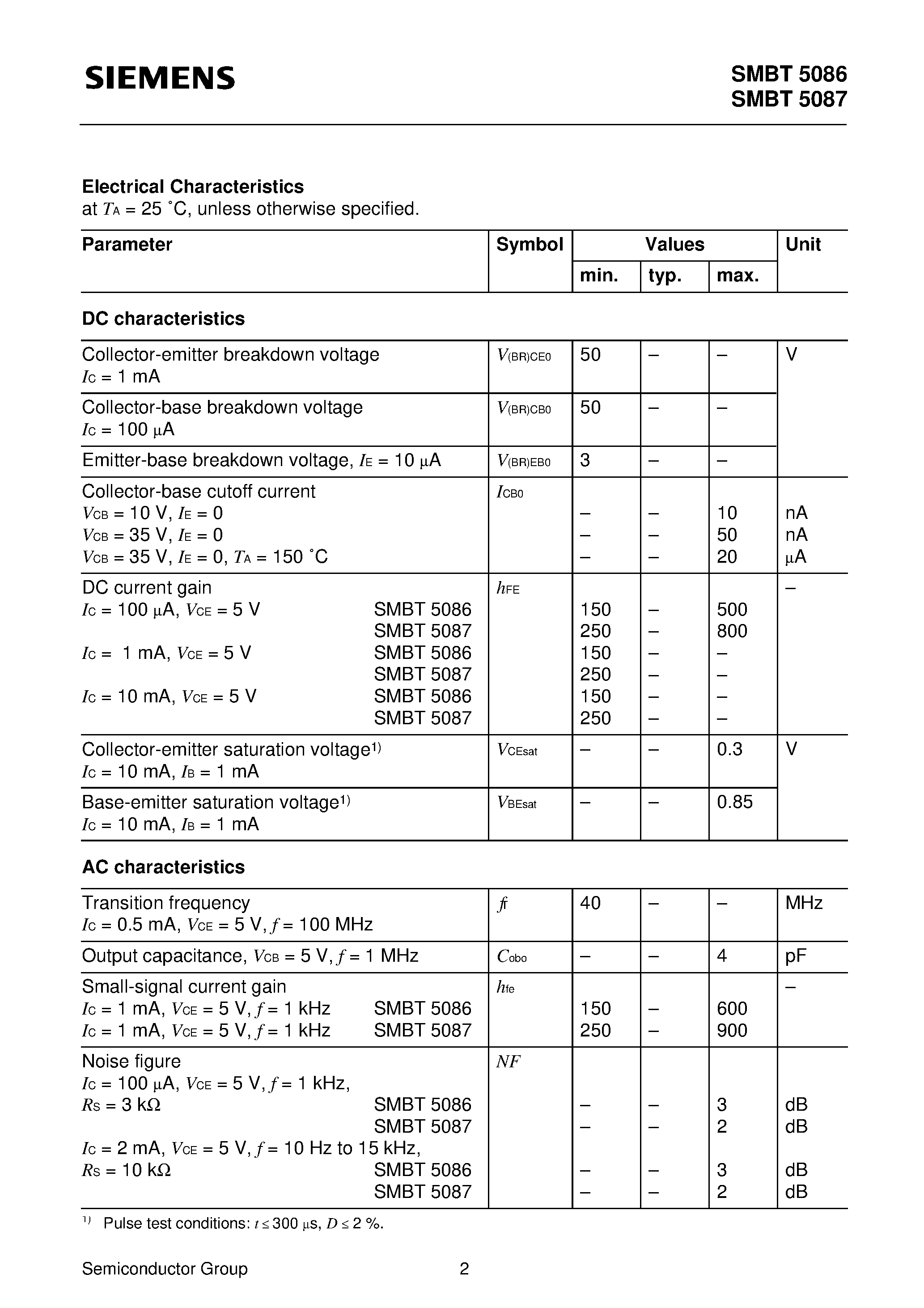 Datasheet SMBT5087 - PNP Silicon Transistors page 2
