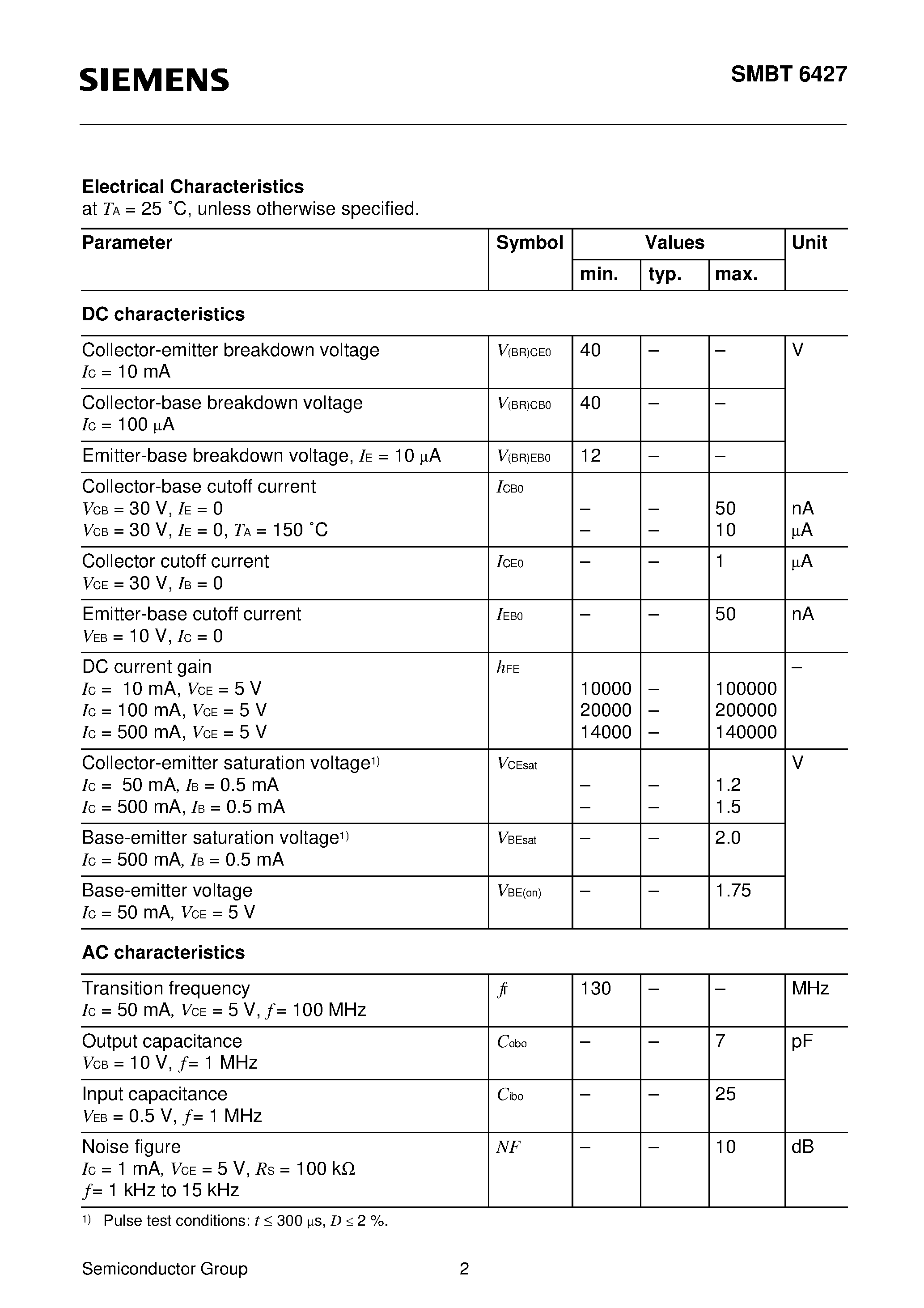 Datasheet SMBT6427 - NPN Silicon Darlington Transistor page 2