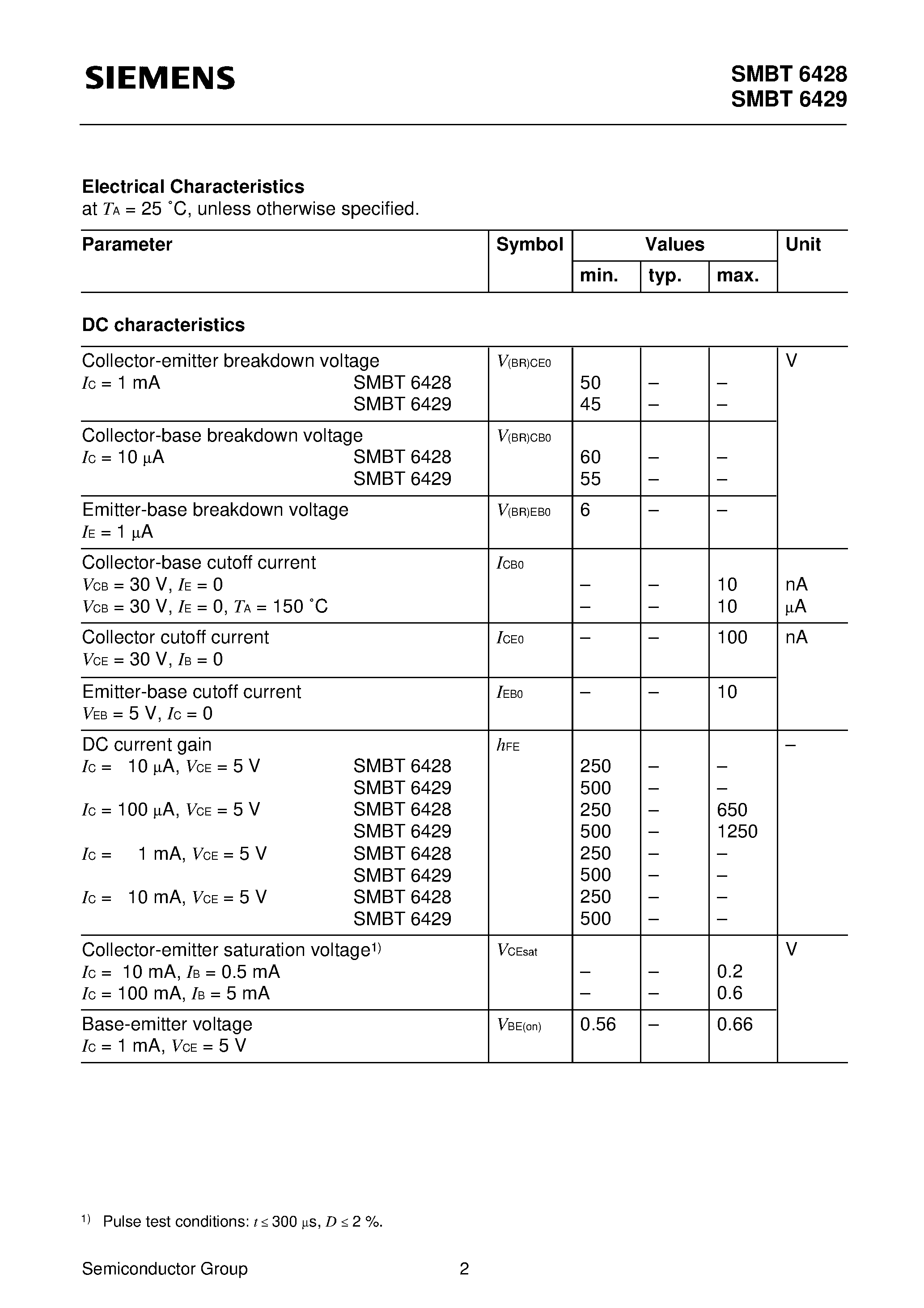 Datasheet SMBT6428 - NPN Silicon Transistors page 2