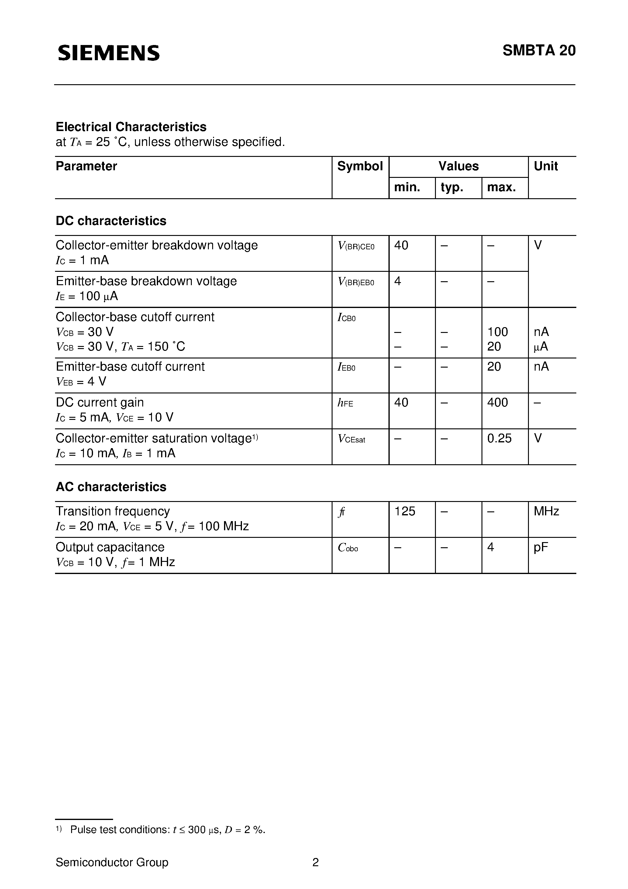 Datasheet SMBTA20 - NPN Silicon AF Transistor page 2
