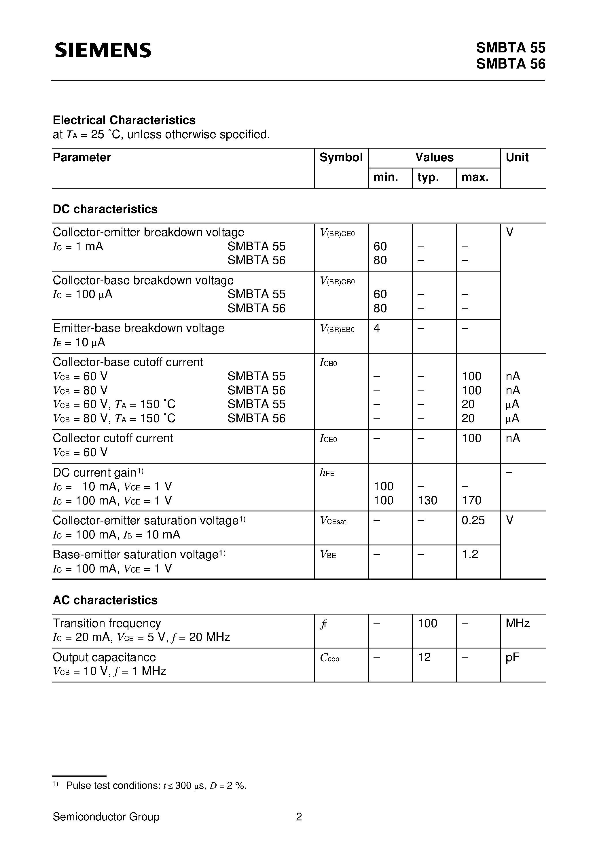 Datasheet SMBTA55 - PNP Silicon AF Transistors page 2