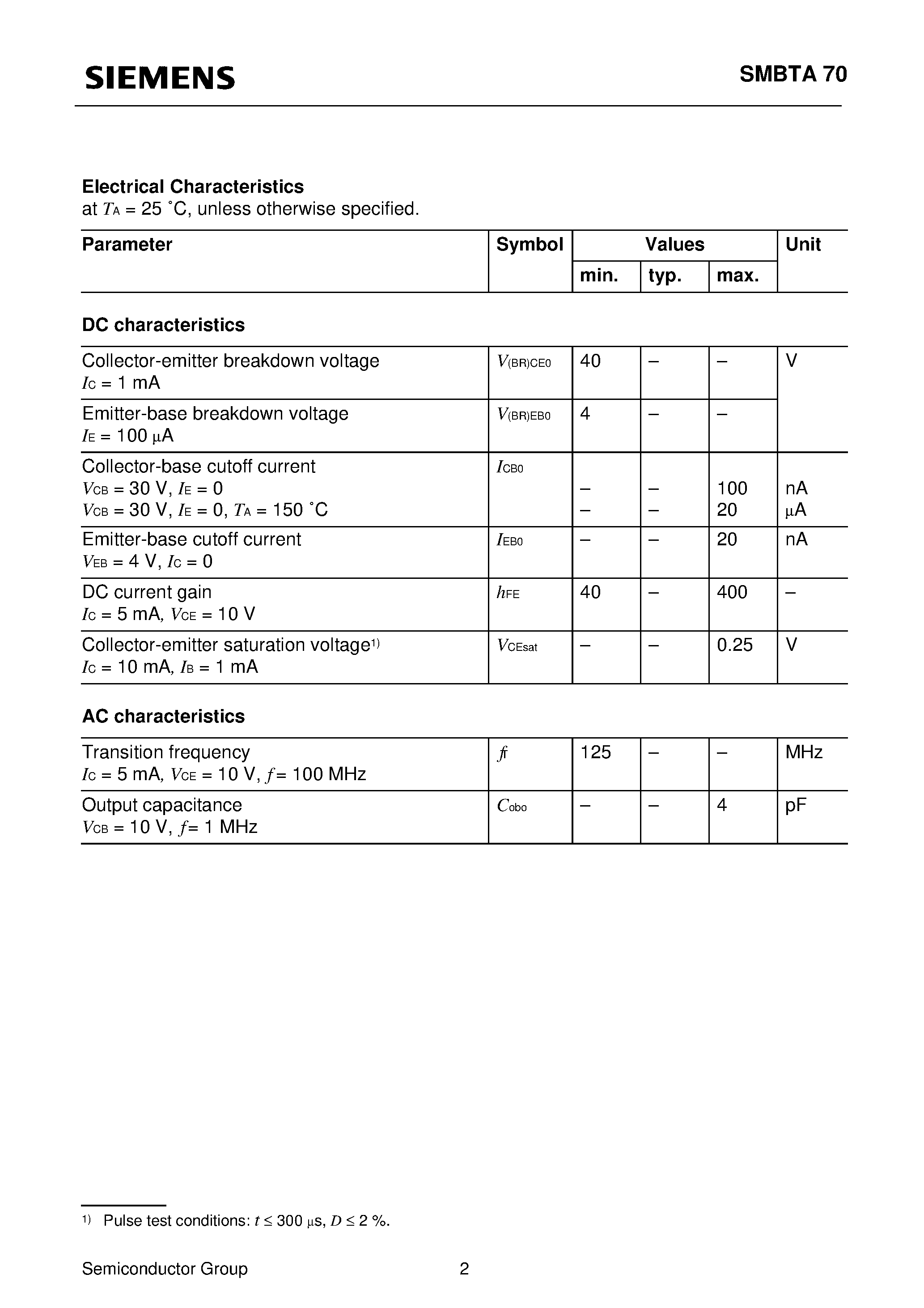 Datasheet SMBTA70 - PNP Silicon Transistor page 2