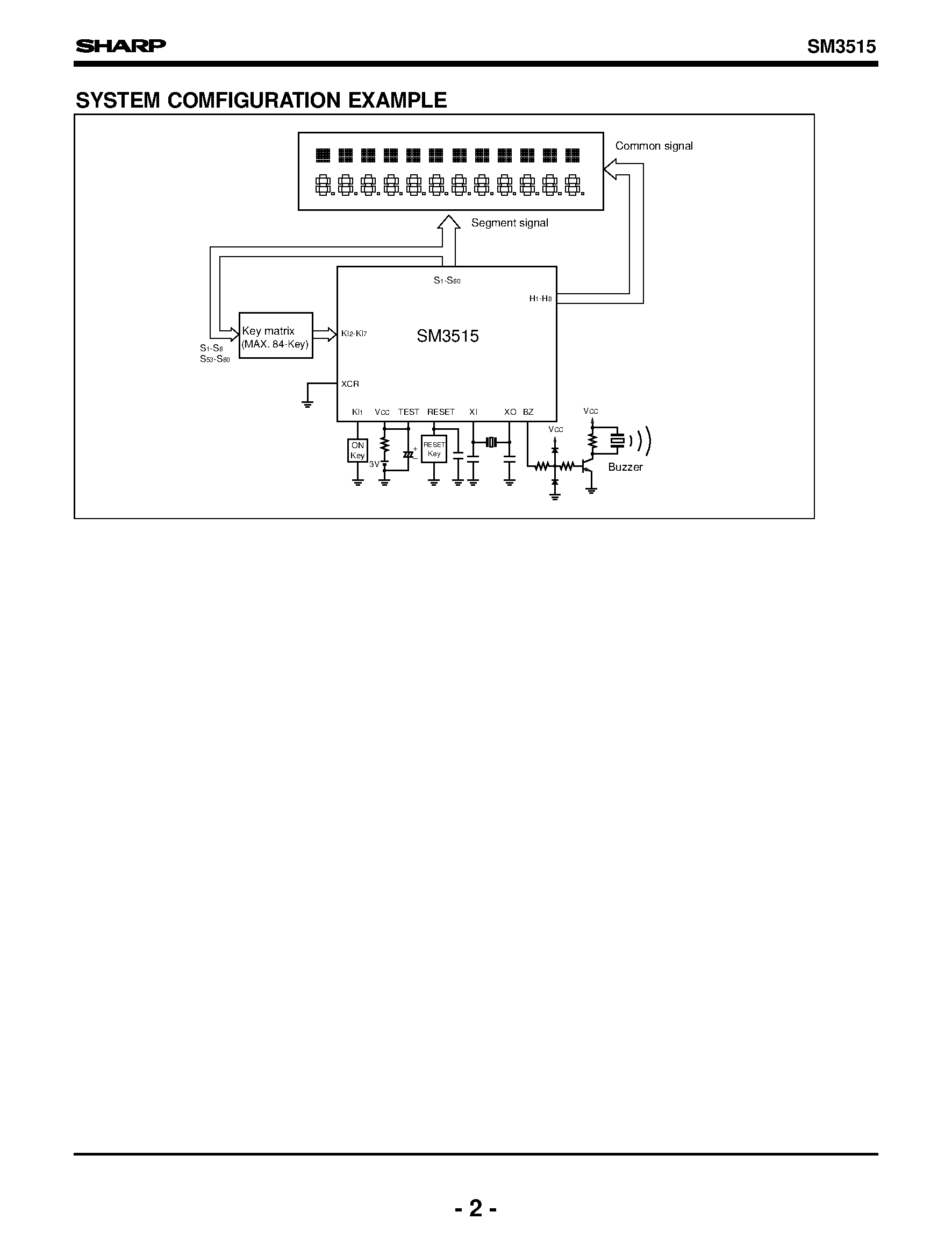 Datasheet SM3515 - 4-Bit Single-Chip Microcomputer(For Data Bank Use) page 2