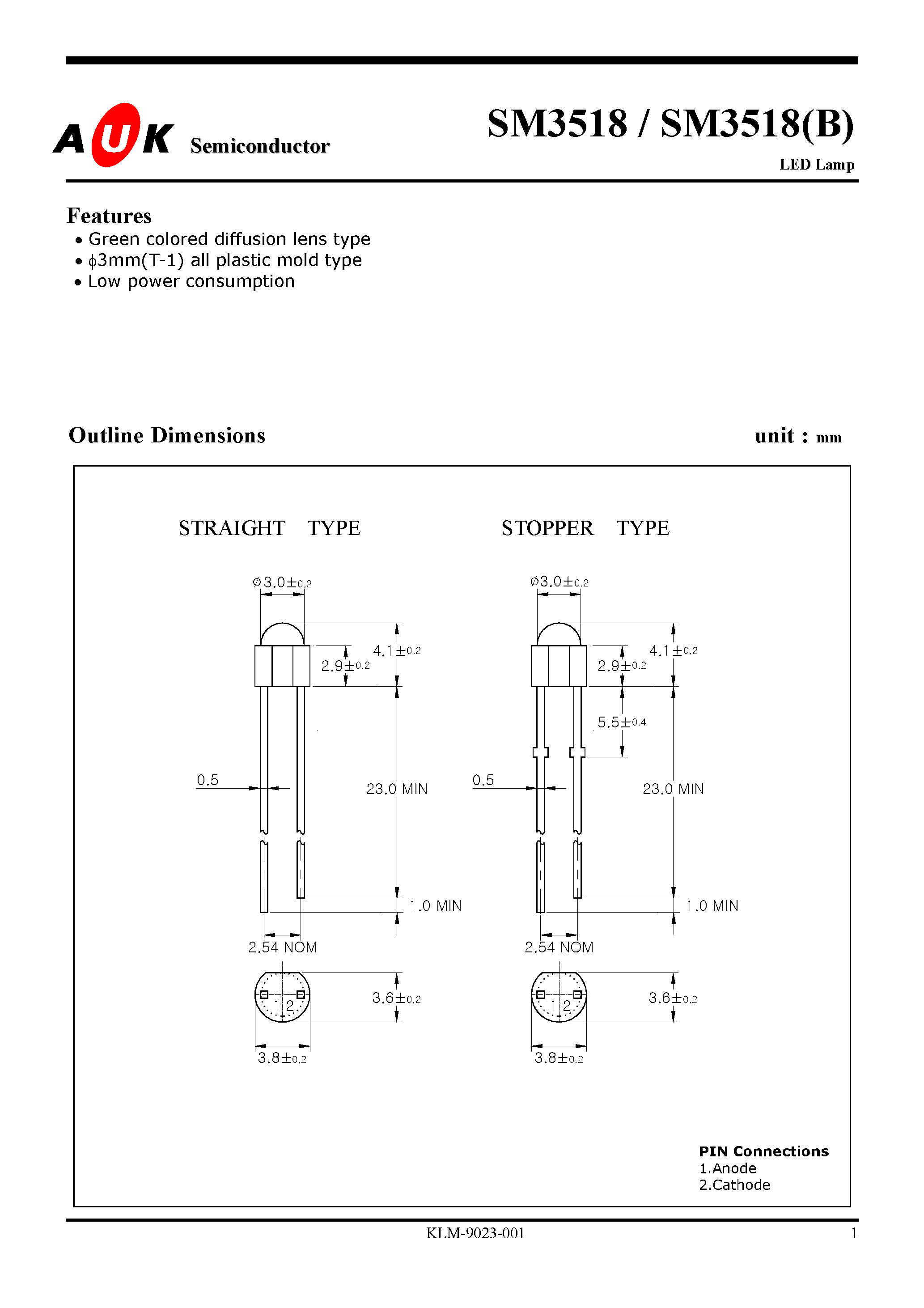 Datasheet SM3518 page 1 Datasheet SM3518 - LED Lamp page 1