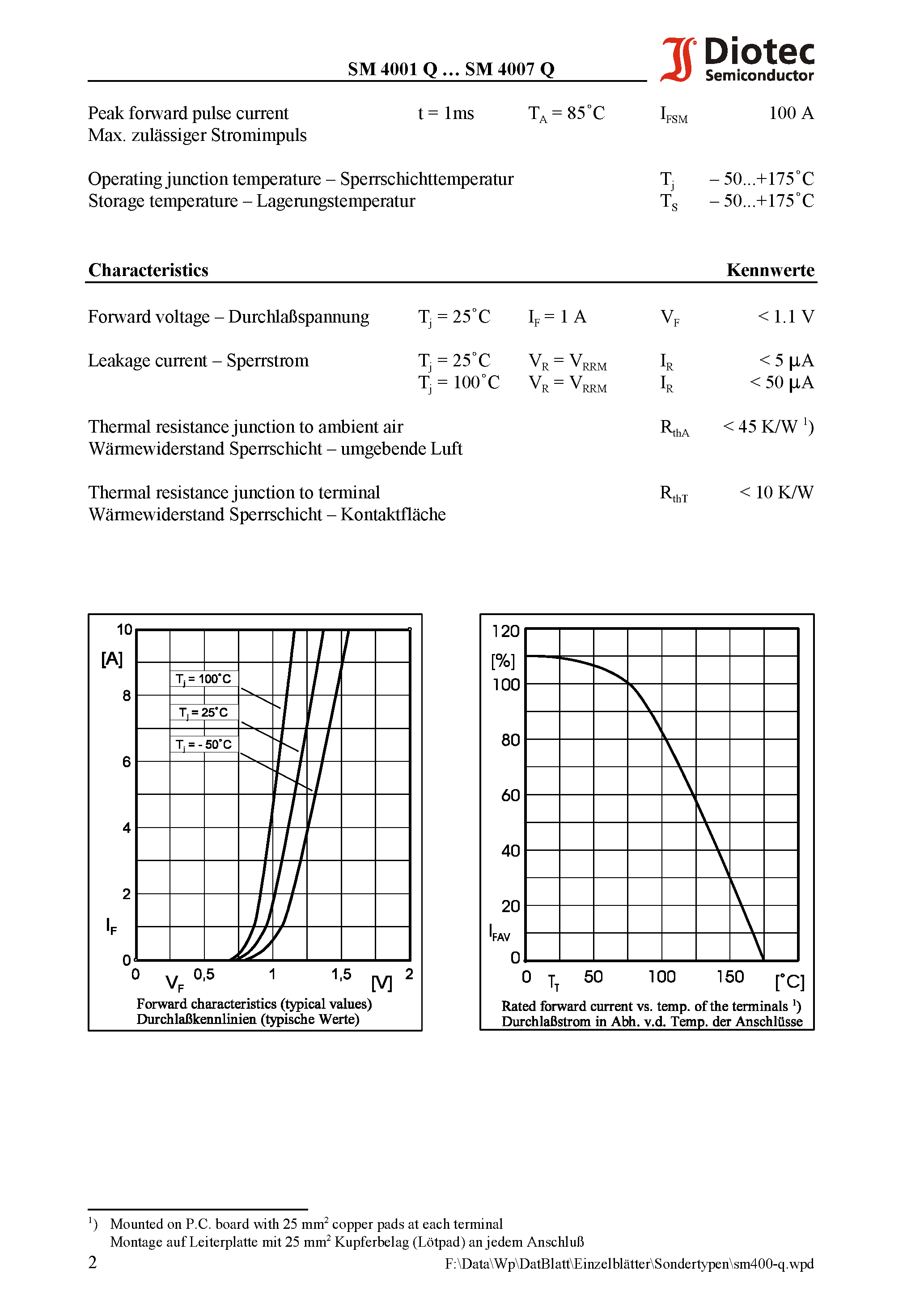 Datasheet SM4007Q page 2 Datasheet SM4007Q - Surface Mount Si-Rectifiers page 2