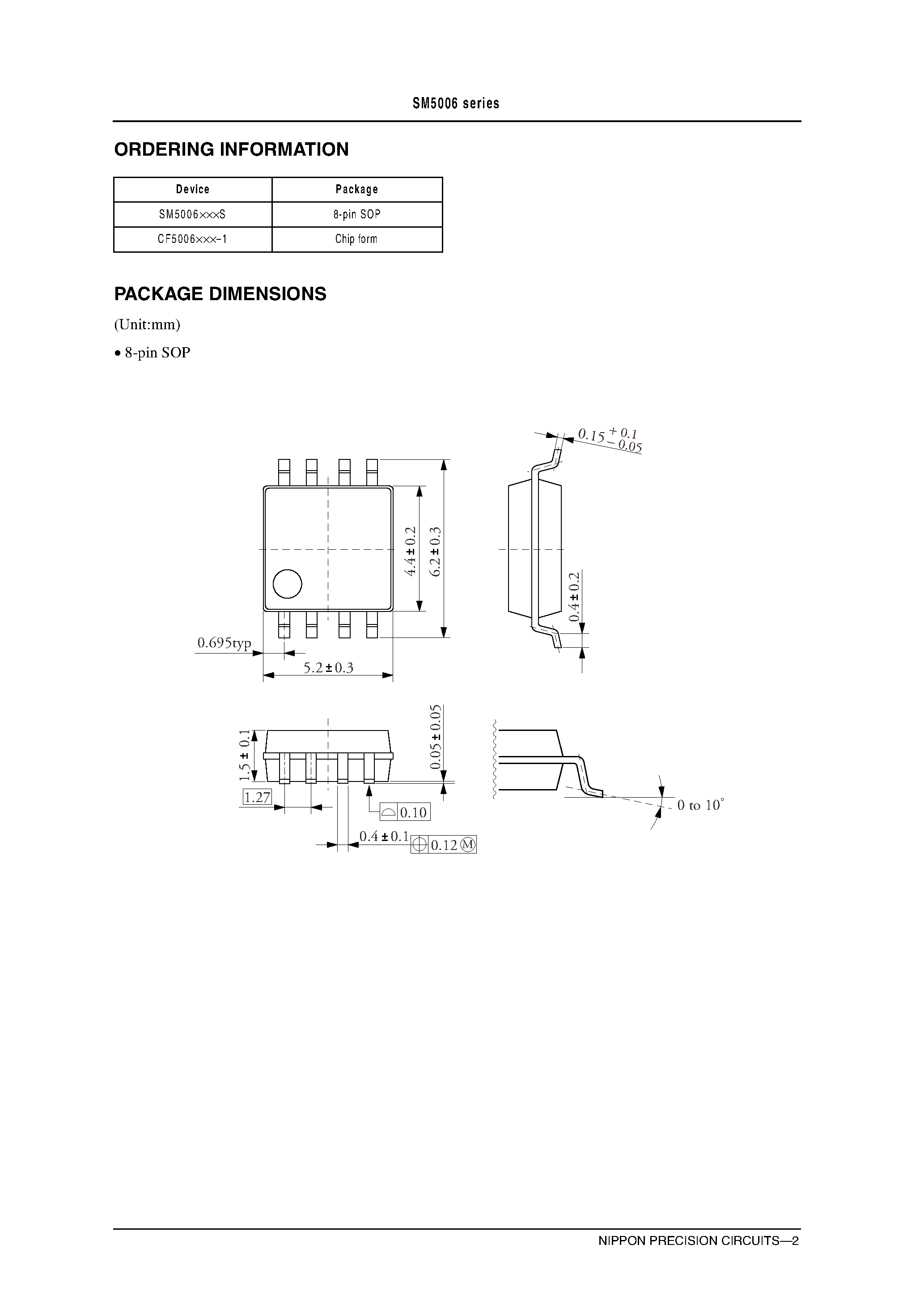 Datasheet SM5006AKCS page 2 Datasheet SM5006AKCS - Crystal Oscillator Module ICs page 2