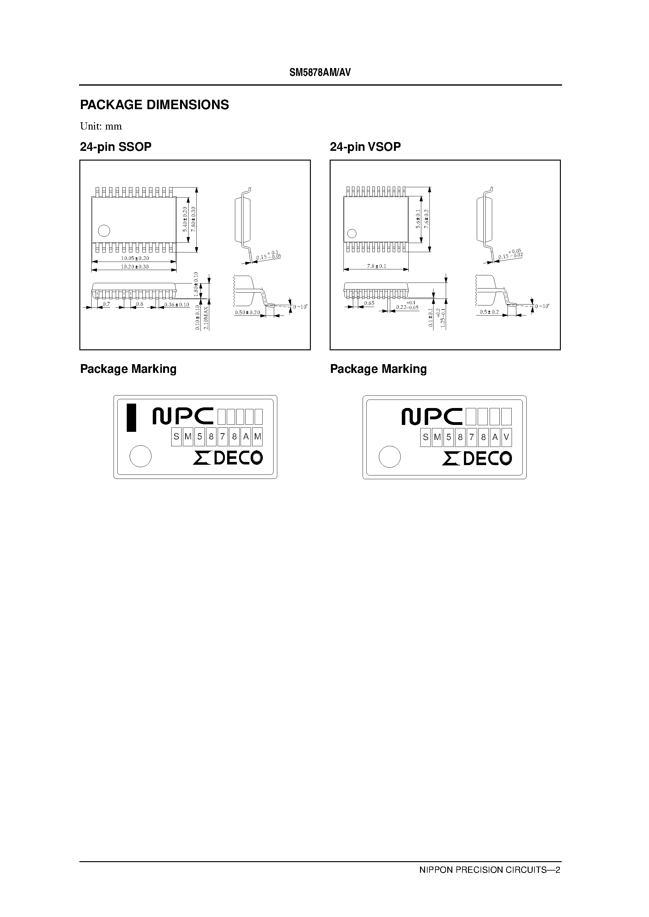 Datasheet SM5878AV page 2 Datasheet SM5878AV - 3rd-order / 2-channel D/A converter page 2