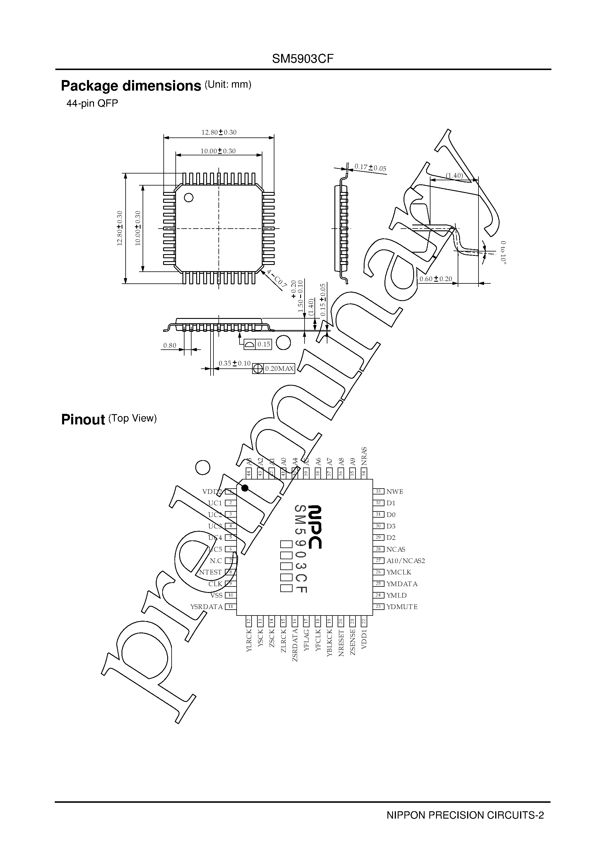 Datasheet SM5903CF page 2 Datasheet SM5903CF - compression and non compression type anti-shock memory controller page 2