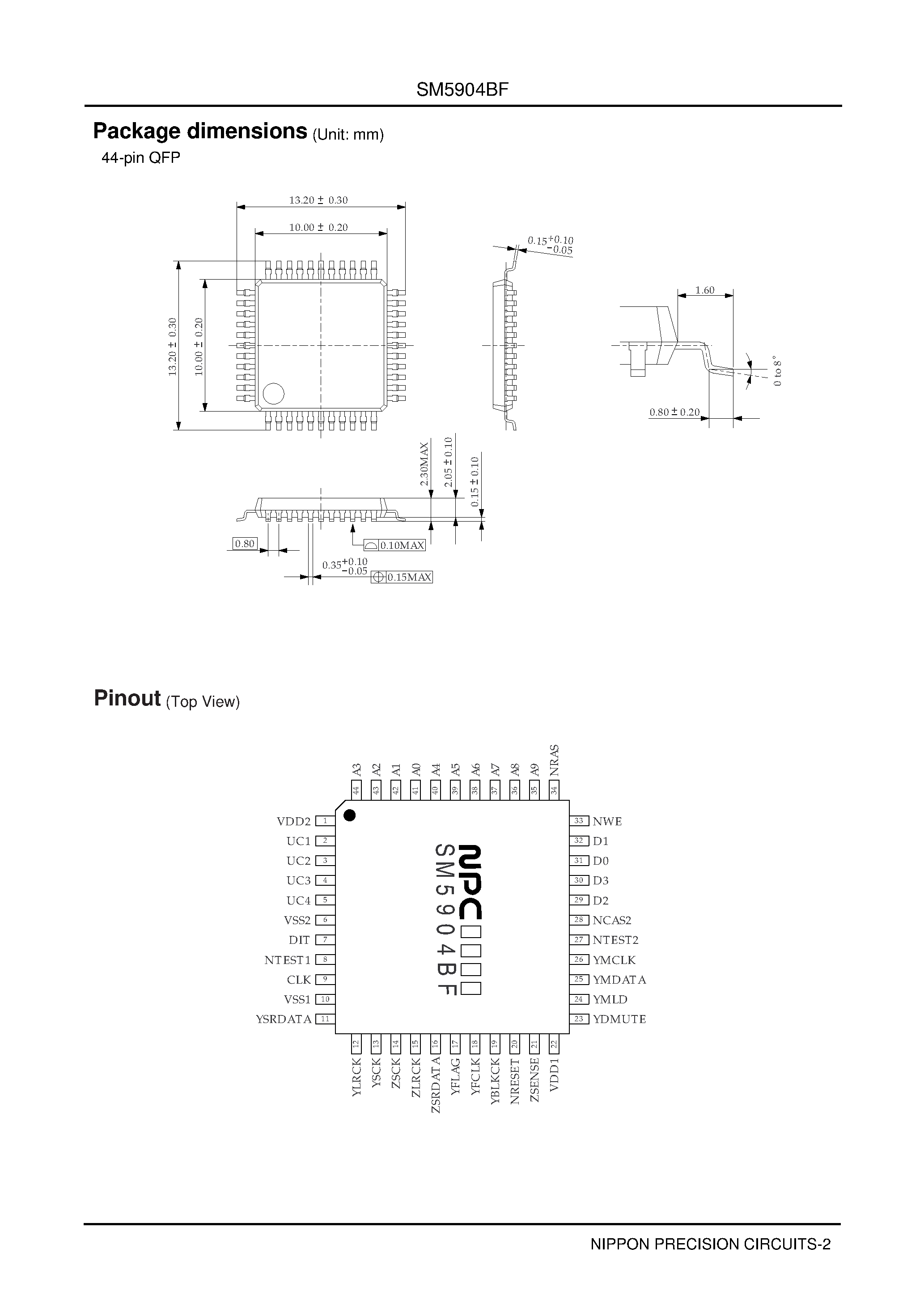 Datasheet SM5904BF page 2 Datasheet SM5904BF - compression and non compression type shock-proof memory controller page 2