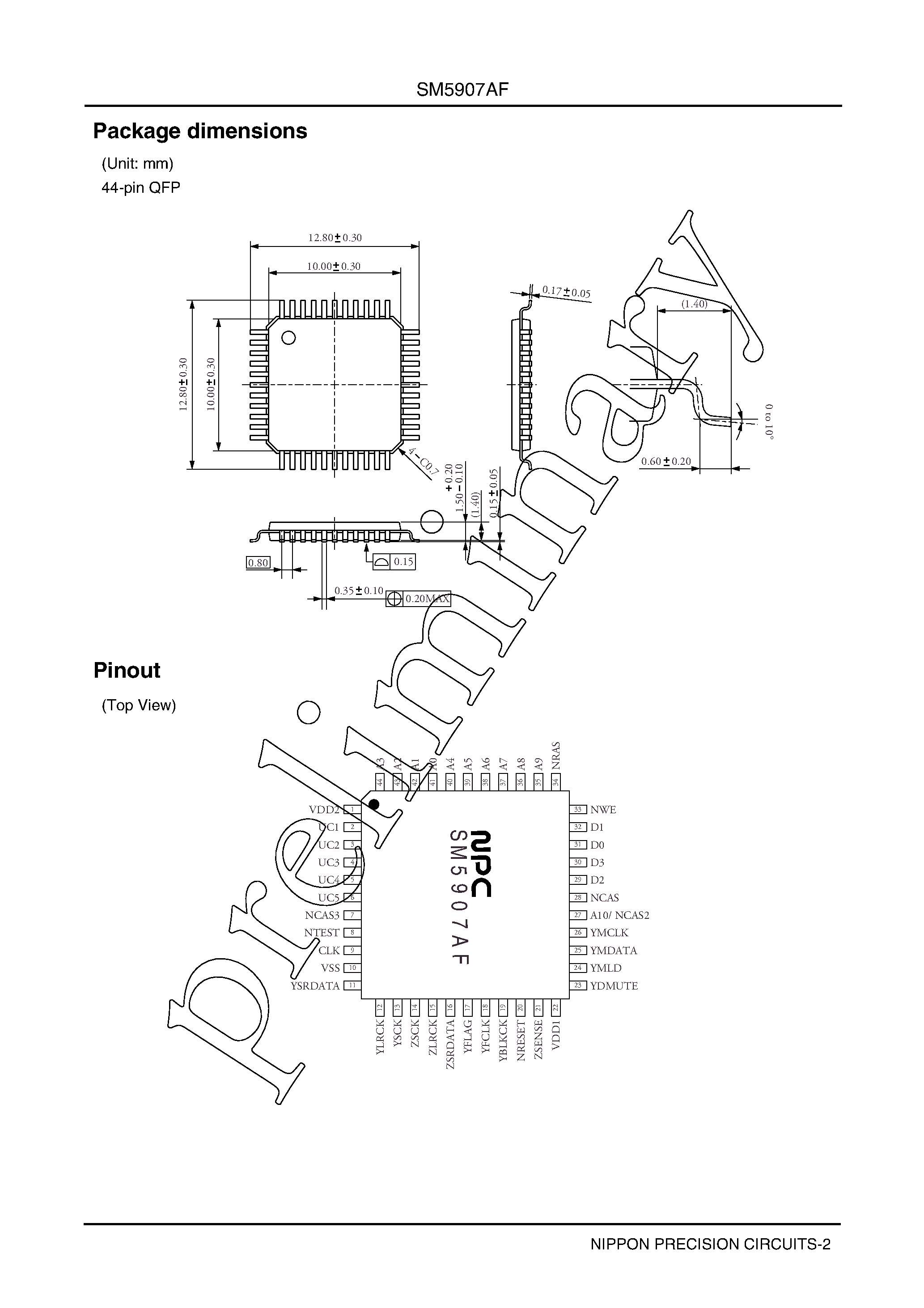 Datasheet SM5907 page 2 Datasheet SM5907 - compression and non compression type shock-proof memory controller page 2