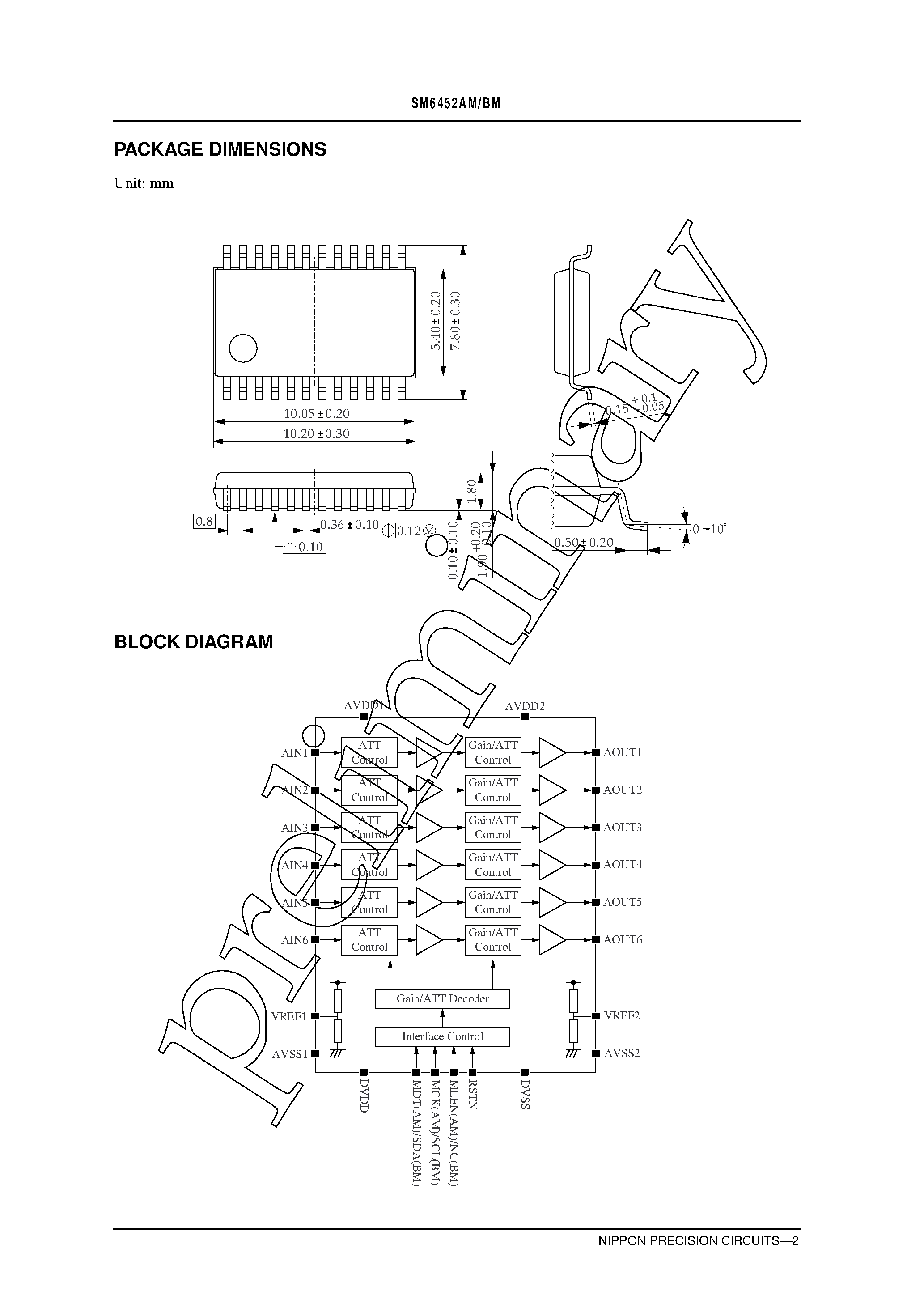 Datasheet SM6452BM page 2 Datasheet SM6452BM - Audio Variable Volume ICs page 2
