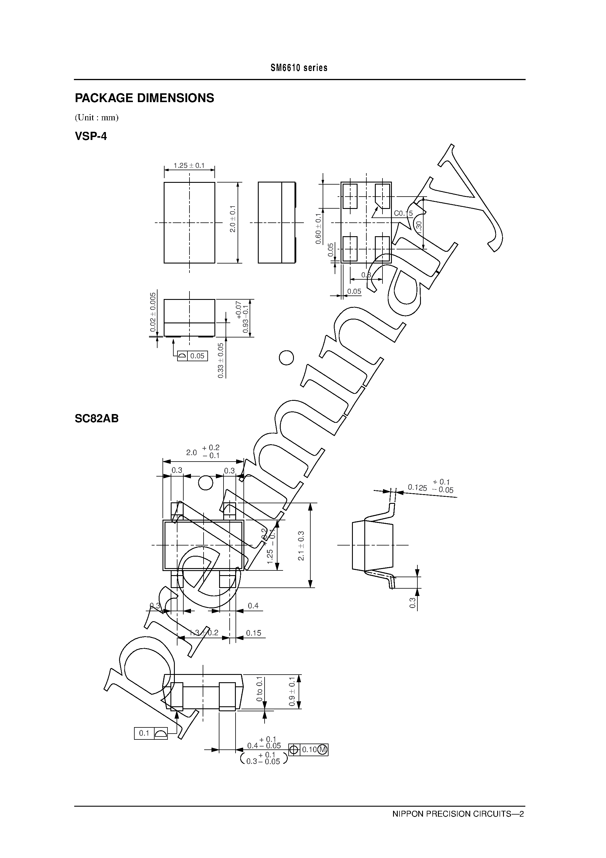 Datasheet SM6610AH page 2 Datasheet SM6610AH - CMOS Monolithic Analog Output Temperature Sensor IC page 2